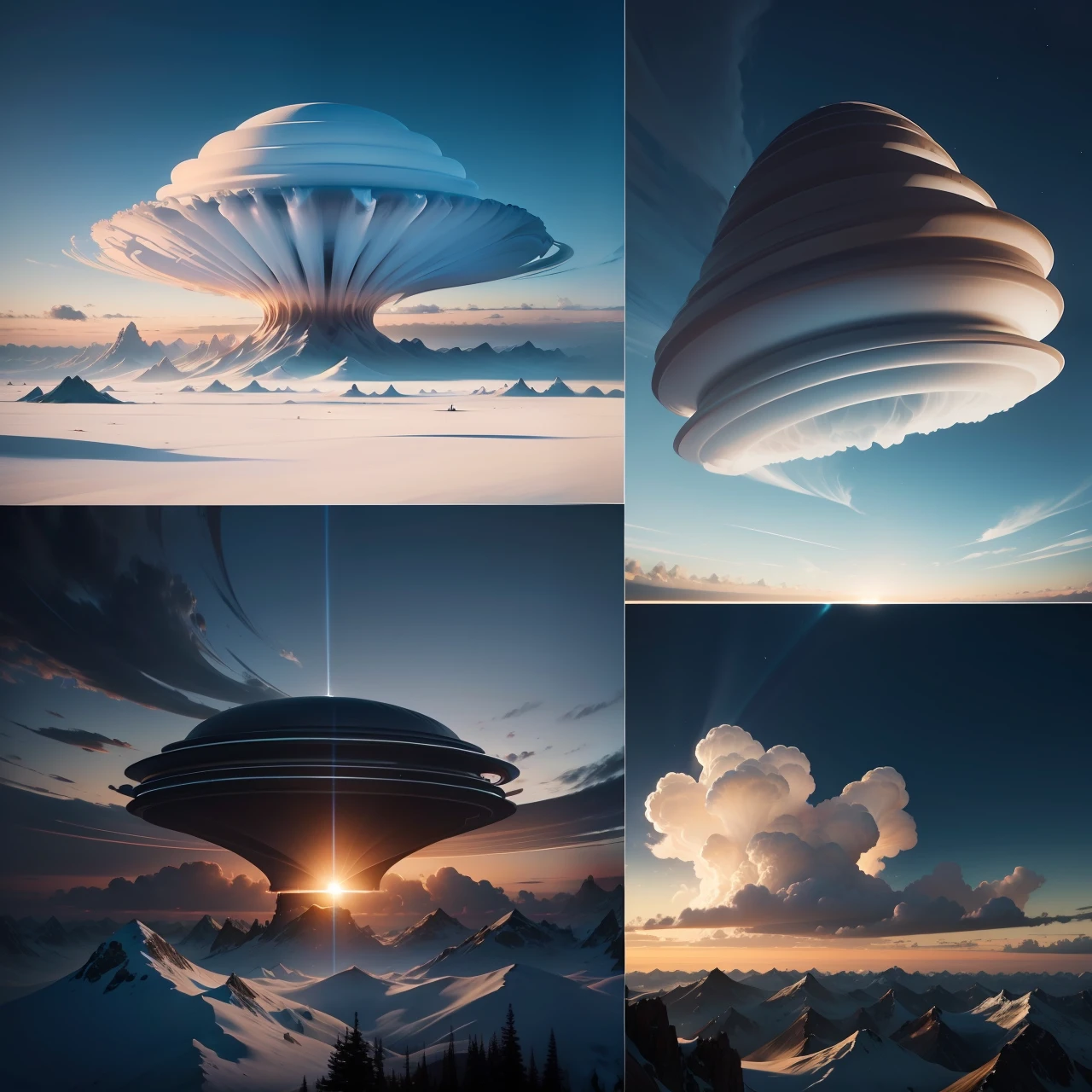 Images of lenticular clouds in different formations