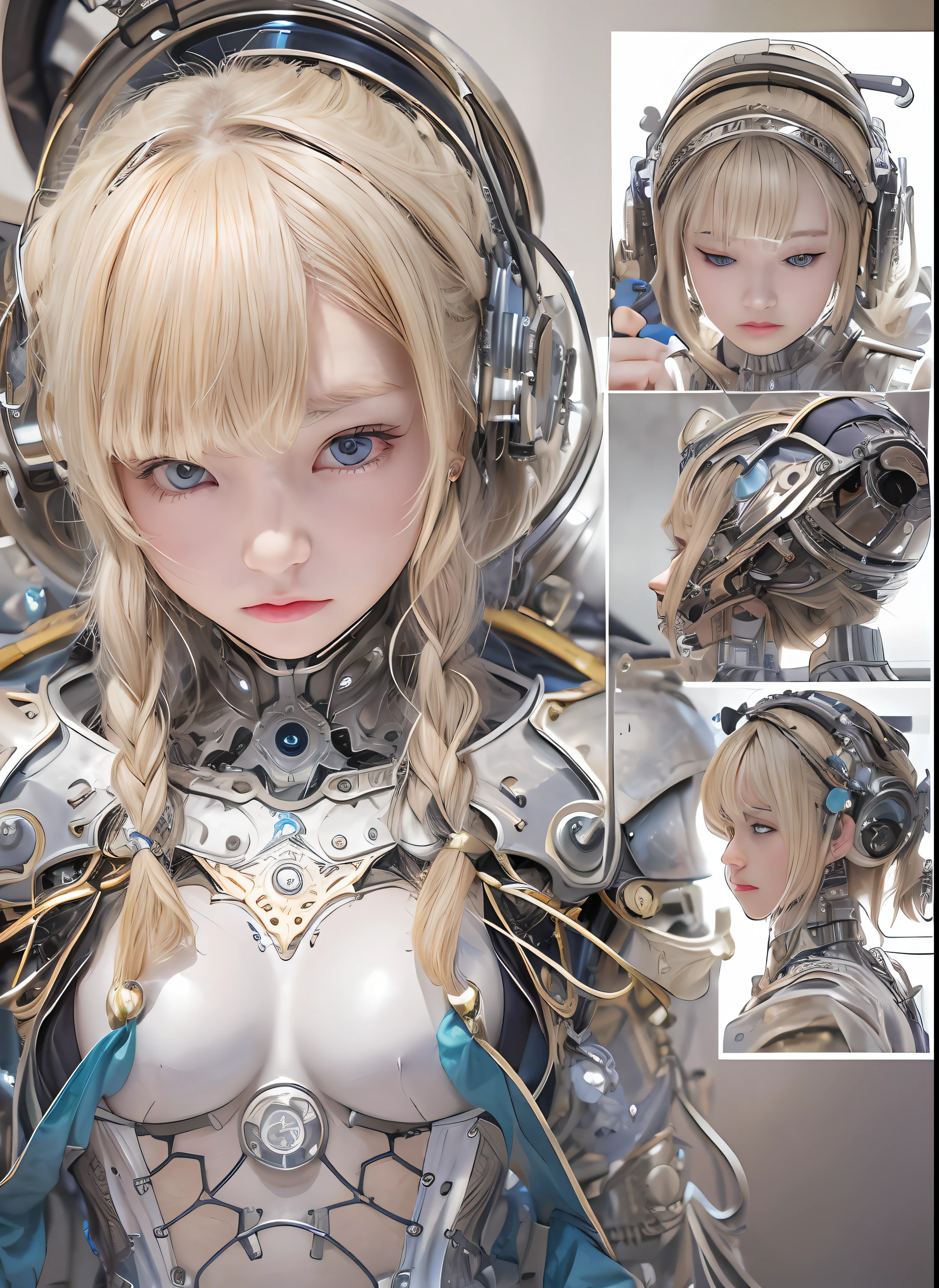 top-quality、masterpiece、超A high resolution、(Photorealsitic:1.4)、Raw photo、1人、a blond、glowy skin、1. Steampunk Angel Cyborg、large metal wings、((super realistic details))、portlate、globalillumination、Shadow、octan render、8K、ultrasharp、Colossal tits、Raw skin is exposed in cleavage、metals、Details of complex ornaments、Steampunk details、Hydraulic cylinder、highly intricate detail、Realistic light、CGSoation Trends、a purple eye、radiant eyes、Facing the camera、neon details、Mechanical limbs、blood vessels connected to tubes、Mechanical vertebrae attached to the back、mechanical cervical attaching to neck、cowboy shot、Wires and cables connecting to the head、Sumerian details、Small LED lamp、