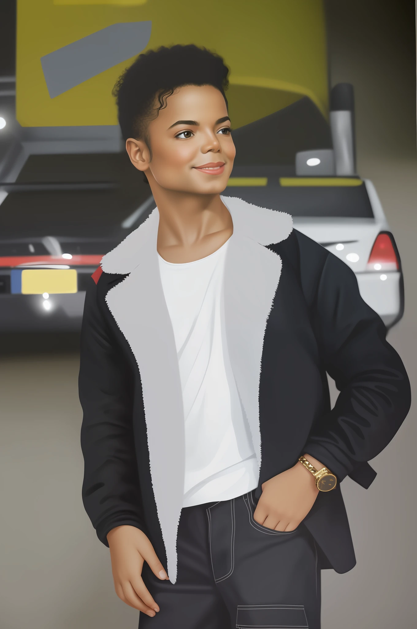 portrait of cutest back Michael Jackson baby illustration, artstation, CGI_Animation, Bagraond chenge