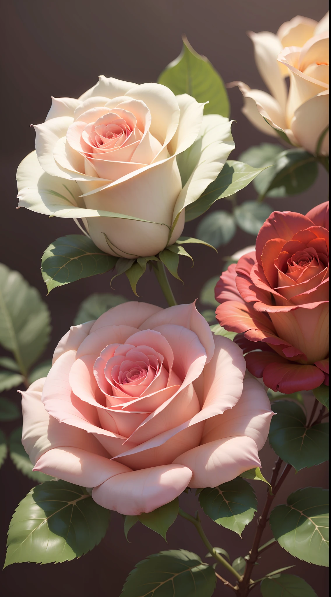 Three white roses, three white roses in tree,rose,dark background,high resolution,high quality,blue roses
