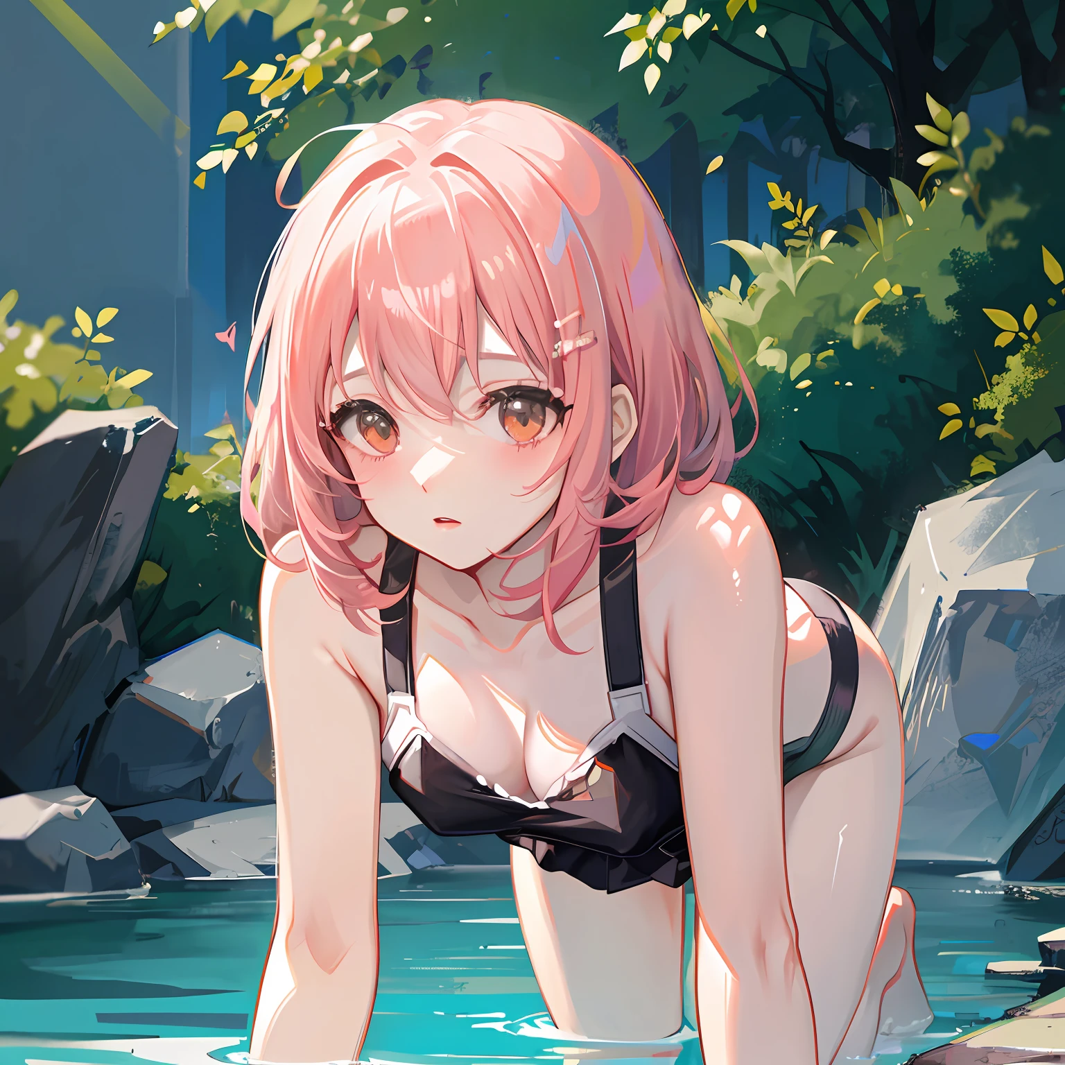 Anime girl in bikini in water pool, guweiz on pixiv artstation, guweiz on artstation pixiv, Smooth Anime CG Art, artwork in the style of guweiz, Trending on ArtStation pixiv, Seductive Anime Girl, best anime 4k konachan wallpaper, painted in anime painter studio, Detailed Digital Anime Art