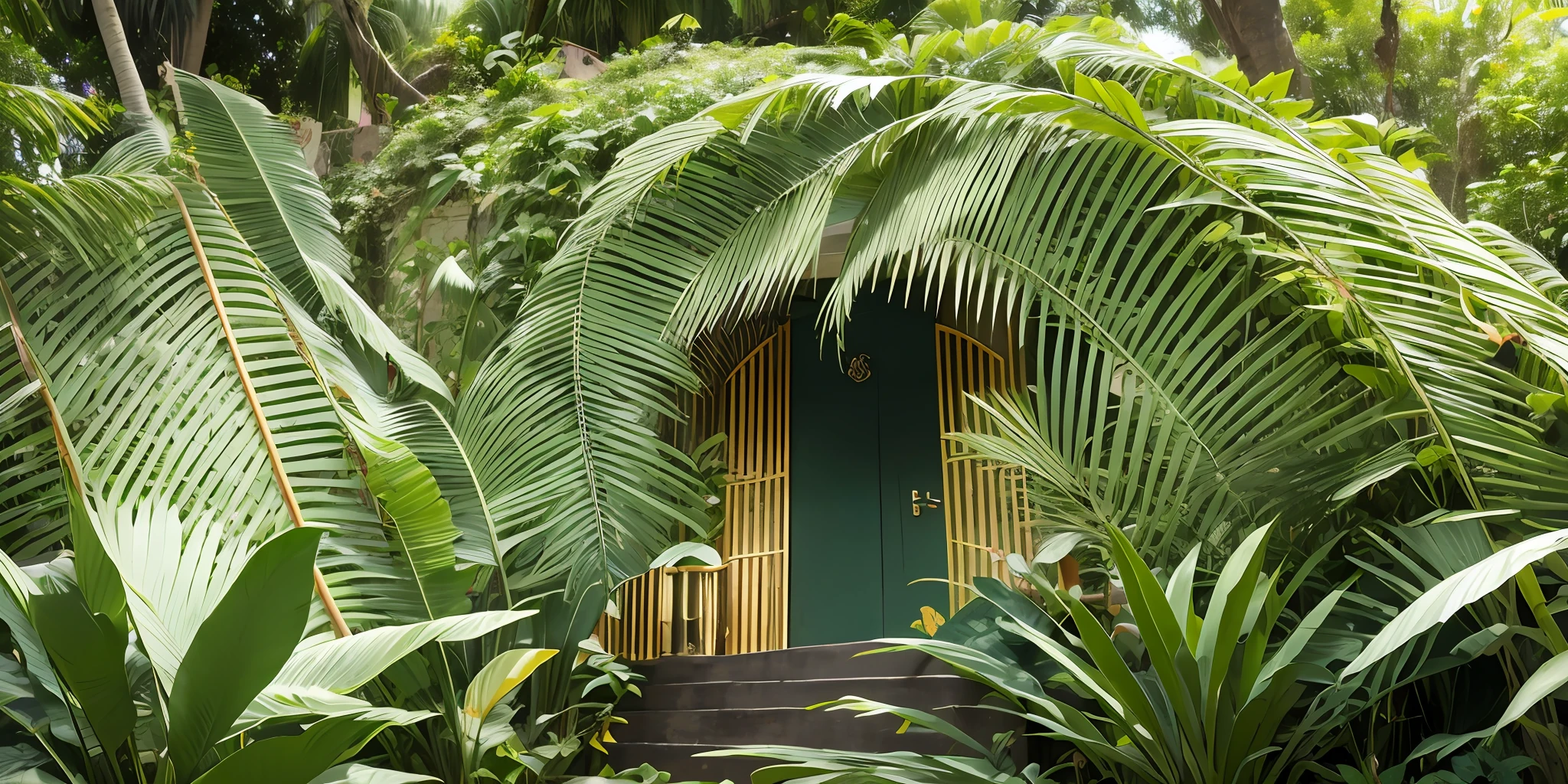 obra maestra,increible papel tapiz de patron repetitivo intrincado de selva tropical art-Deco, De color, Beautiful, elegante, papel tapiz, HQ, La mejor calidad, Epic Quality, Epic resolution, Intrincada epopeya, verde intenso y oro,
