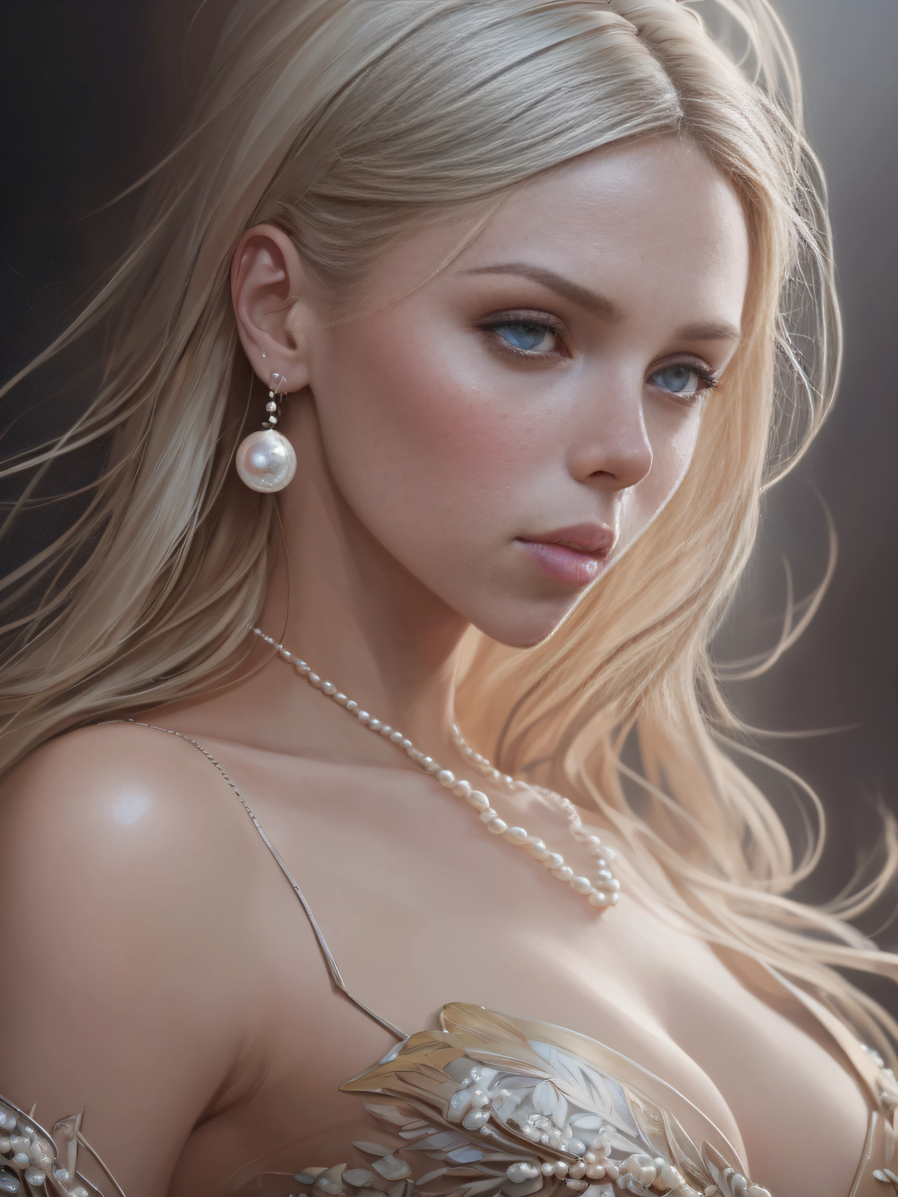 ((pale skin)), ((pearl skin)), portrait of scarjo01((stunningly attractive)) a sexy woman((perfect feminine face)), intricate, 8k, highly detailed, (extremely detailed CG unity 8k wallpaper), Hyperrealistic full shot body image, beautiful (skinny) sexy, trending on CGSociety, Intricate, High Detail, Sharp focus, dramatic, volumetric lighting, digital painting, intense, modelshoot style, (extremely detailed CG unity 8k wallpaper), full shot body photo of the most beautiful artwork in the world, pearl skin, professional majestic oil painting by Ed Blinkey, Atey Ghailan, Studio Ghibli, by Jeremy Mann, Greg Manchess, Antonio Moro, trending on ArtStation, trending on CGSociety, Intricate, High Detail, Sharp focus, dramatic, photorealistic painting art by midjourney and greg Rutkowski