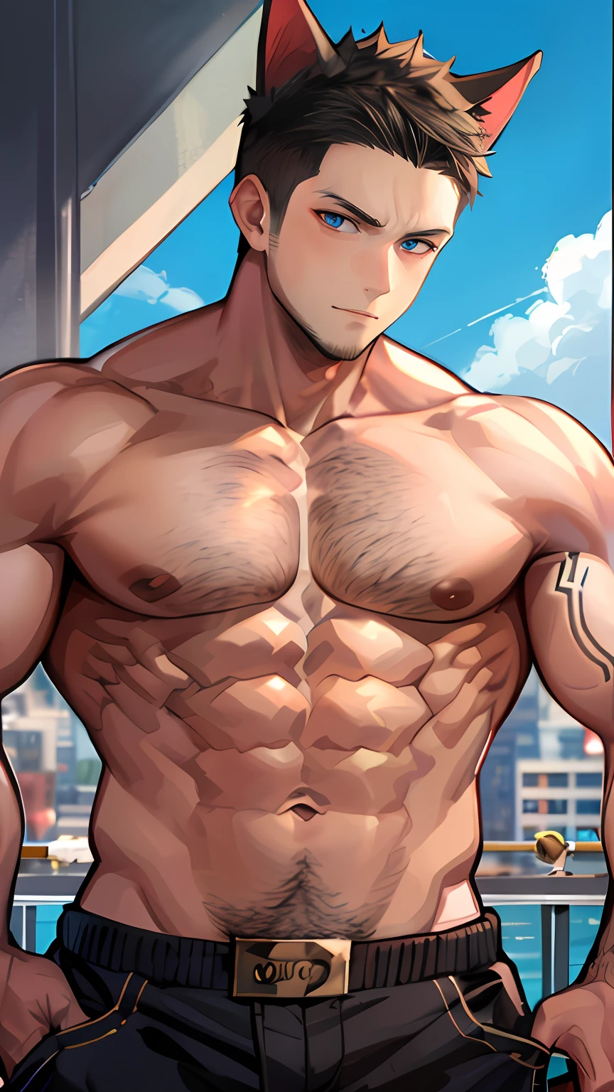 Best quality at best,Libido boy,Dog ears,musculature,,Brush cut,Semen