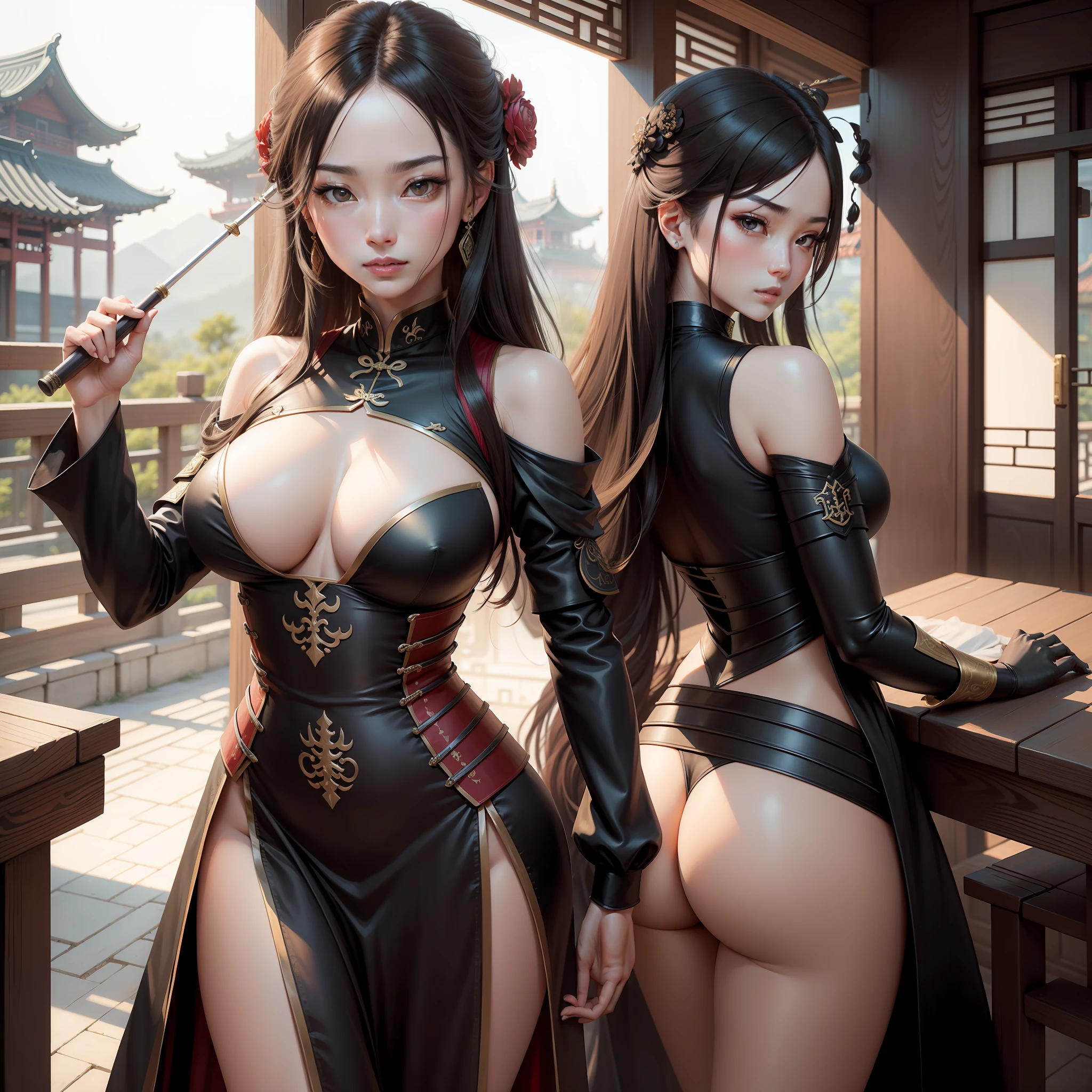best qualtiy，tmasterpiece，超高分辨率，（realisticlying：1.4），xiuxian，arma，Detal Face，
1girll，独奏，arma，，（Magic Array：1.2），xiuxian，The upper part of the body，a beauty girl，full bodyesbian，east asian architecture，scabbard，buliding，Very big