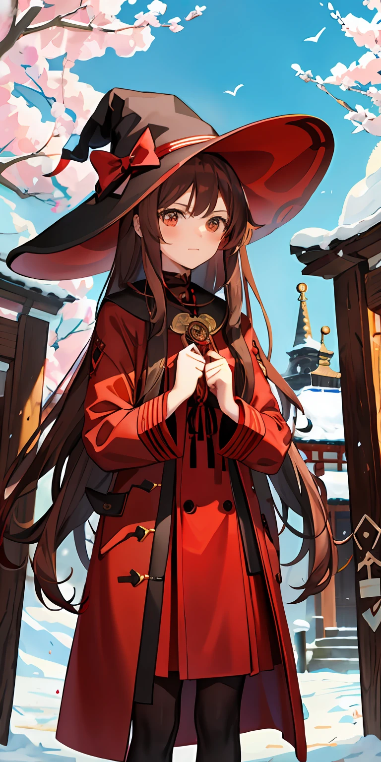 Shrine Witch，Long brown hair，Red coat