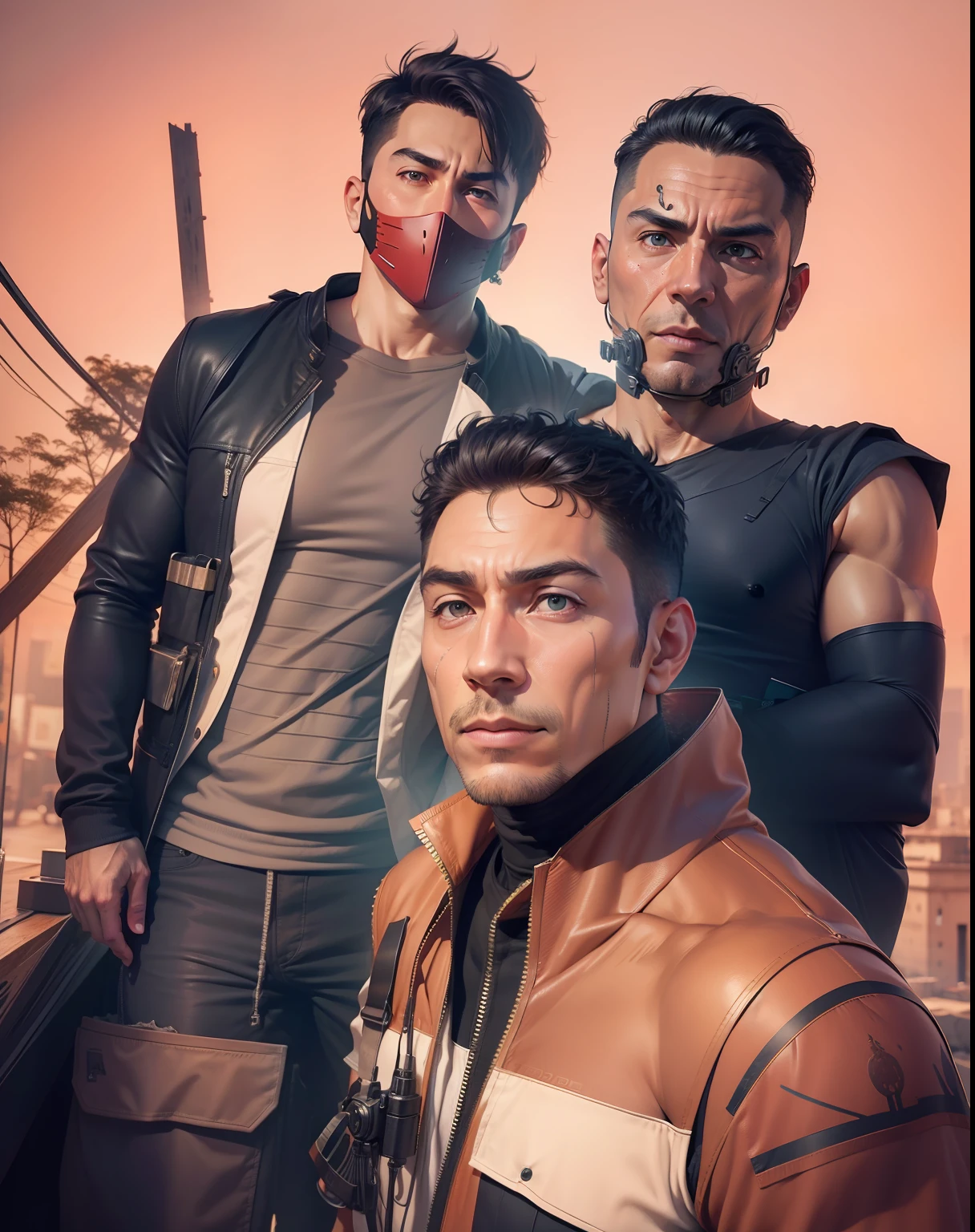 Change background,8k , repair the background texture and colour grading, realistic image ,remove the mask , muscular body