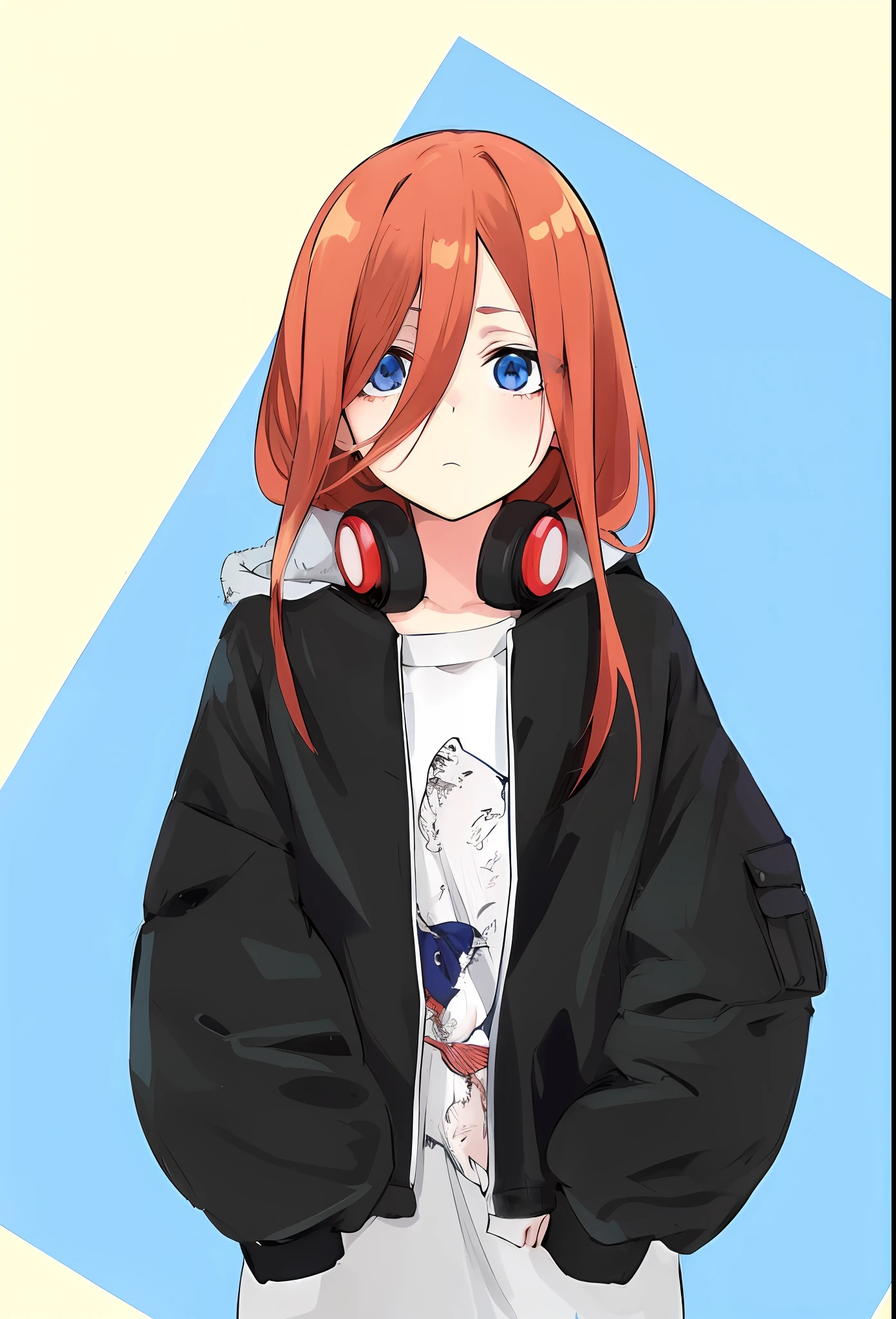 Garota anime com cabelo vermelho e olhos azuis vestindo uma jaqueta preta, menina anime bonito, menina anime jovem, (menina anime), visual anime de uma menina bonito, uma garota de anime, menina anime, estilo anime, anime melhor garota, Menina anime com cabelo longo, personagem de anime, menina anime bonita, menina anime bonita, como um personagem de anime, Anime Wallaper, estilo anime bonito, melhor qualidade, 8k