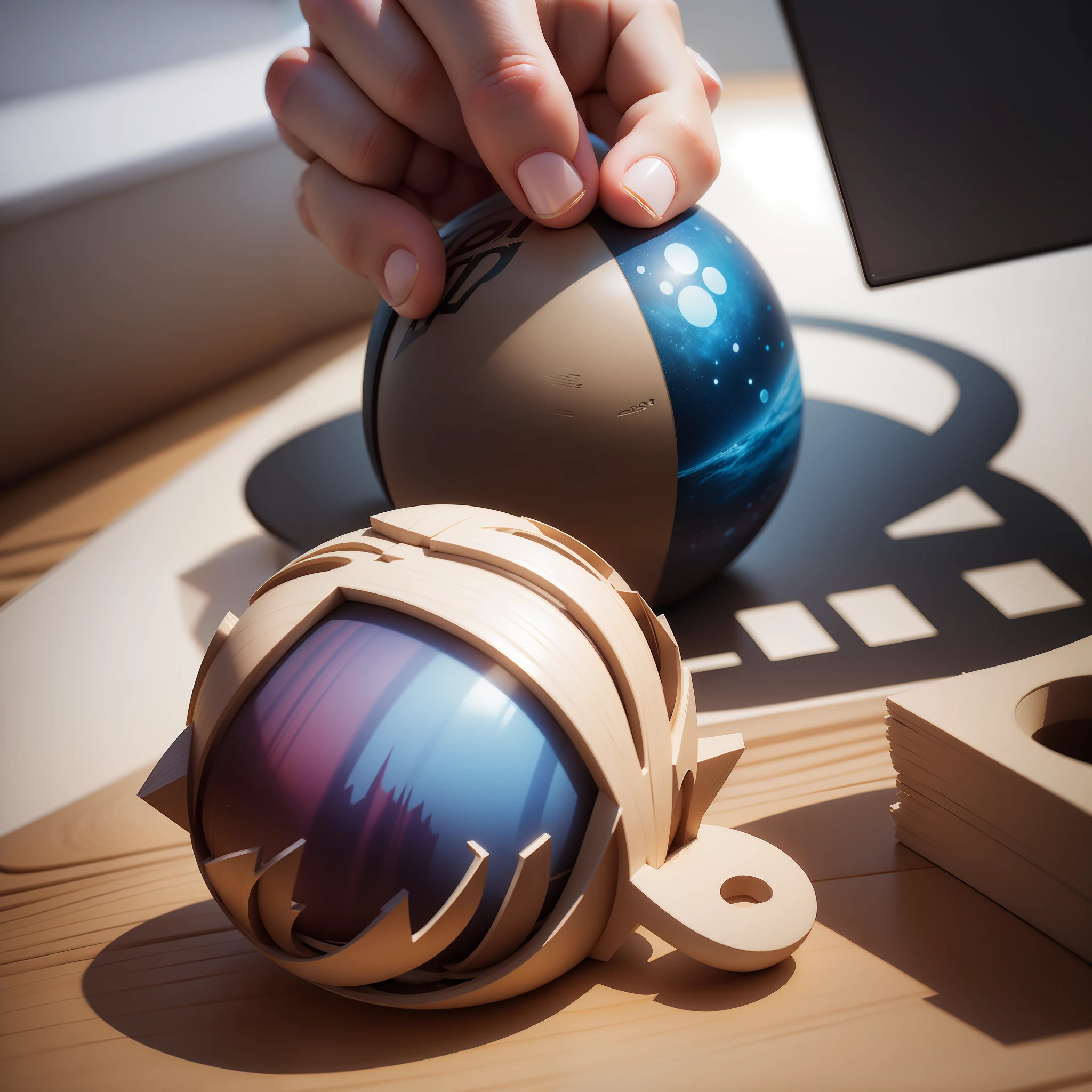 Design em 3D de uma impressora 3D, com o nome Atelier 3D inserido na imagem