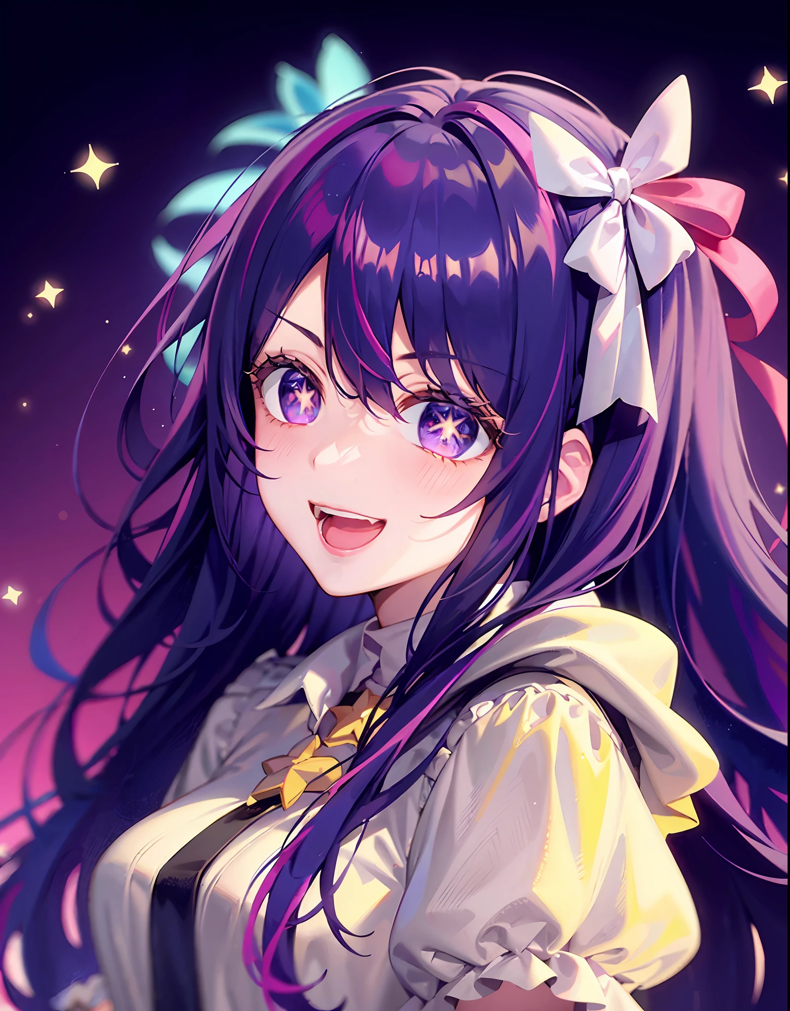 （（2 girls））（（There is a five-pointed star in the eye））Gorgeous Hair in Long Purple，Smile，Open mouth，kisses，Kiss，short- sleeved，grove