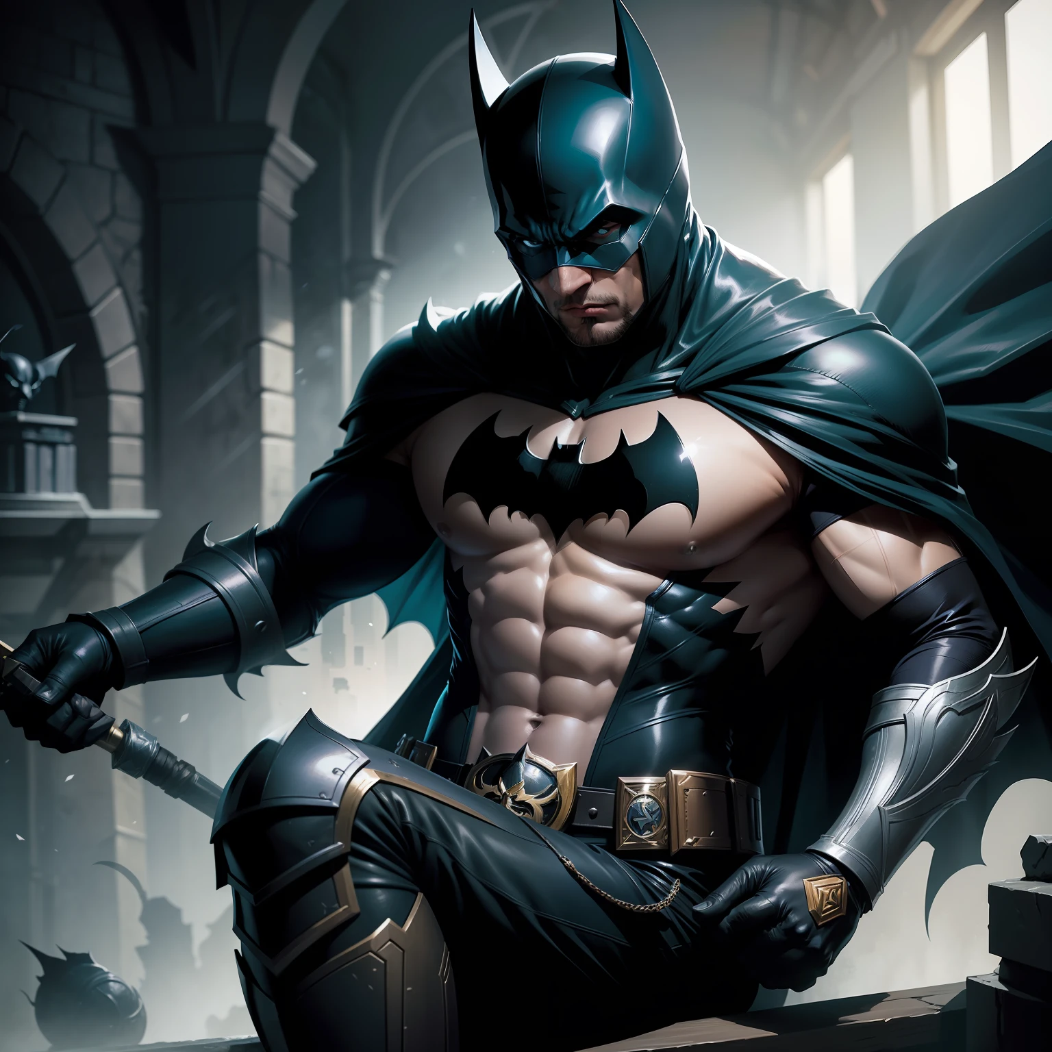 An image of the champion of the game League of Legends mixed with the DC comic book character Batman