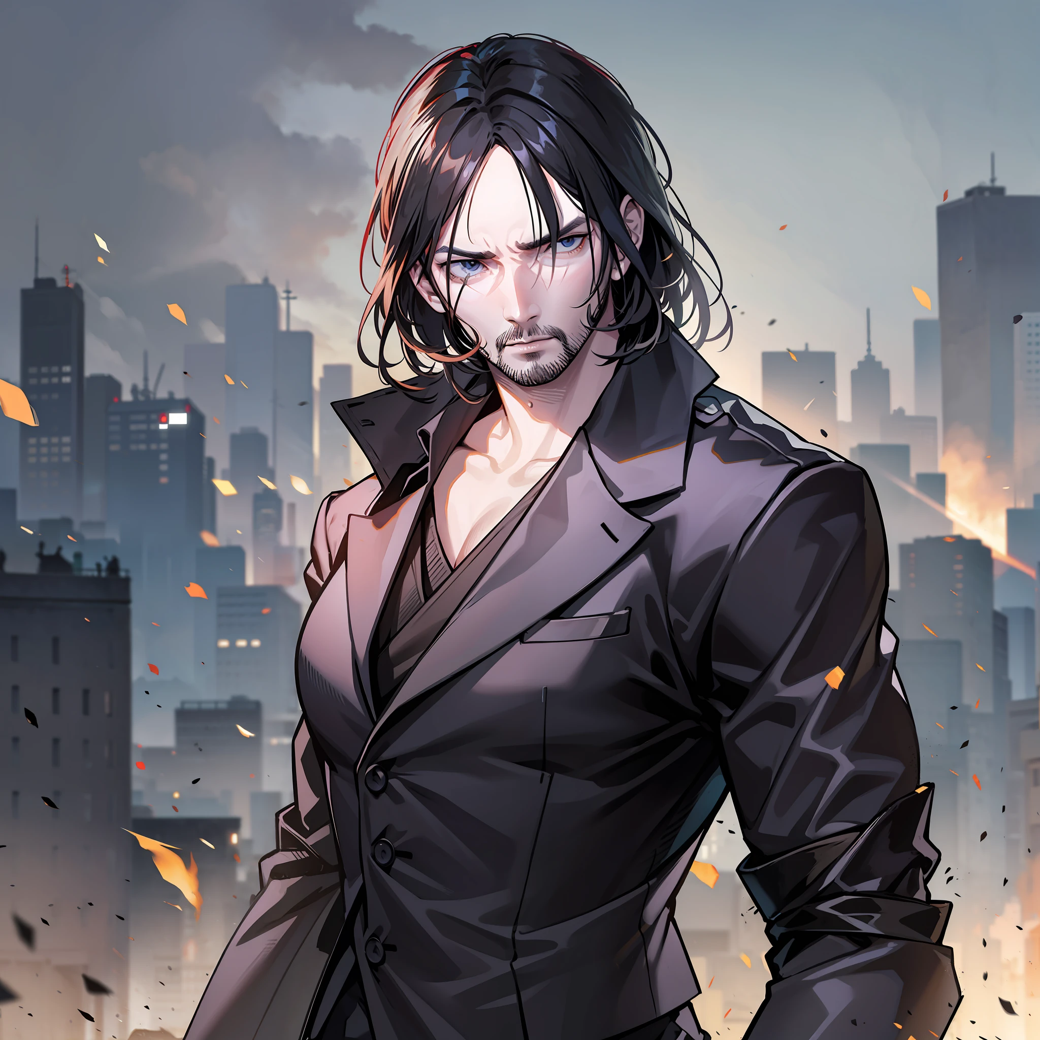 John Wick, Samurai, corpo inteiro, usando armadura