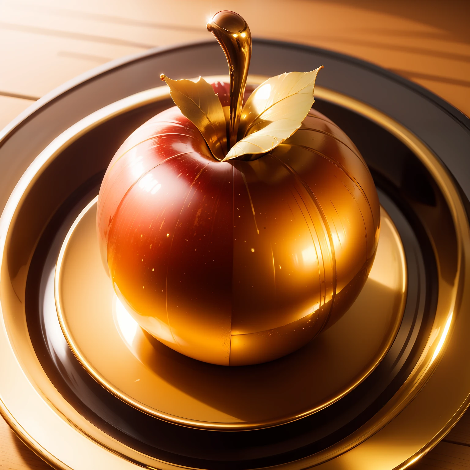 Golden apple, ultra realistic, Adobe lightroom, ultra detailed,