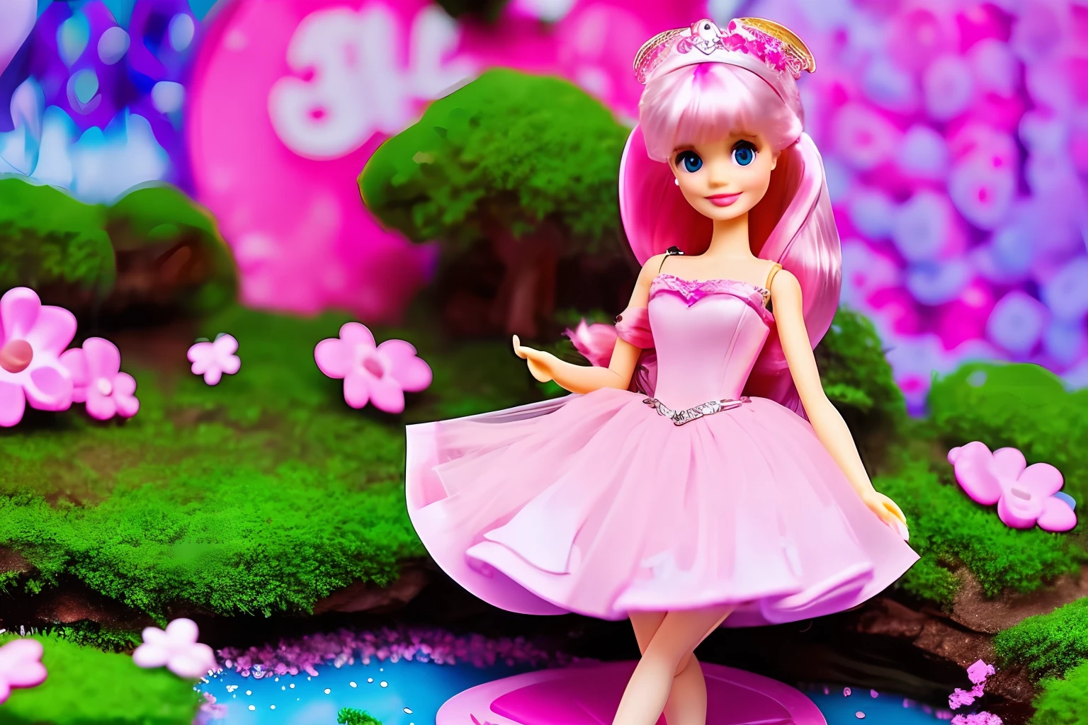 Cute girl, pink dress, kawaii, childish, cute, 3d, disney, chibi, barbie, enchanted, sweet, sweet, very cute, high quality, full body --auto