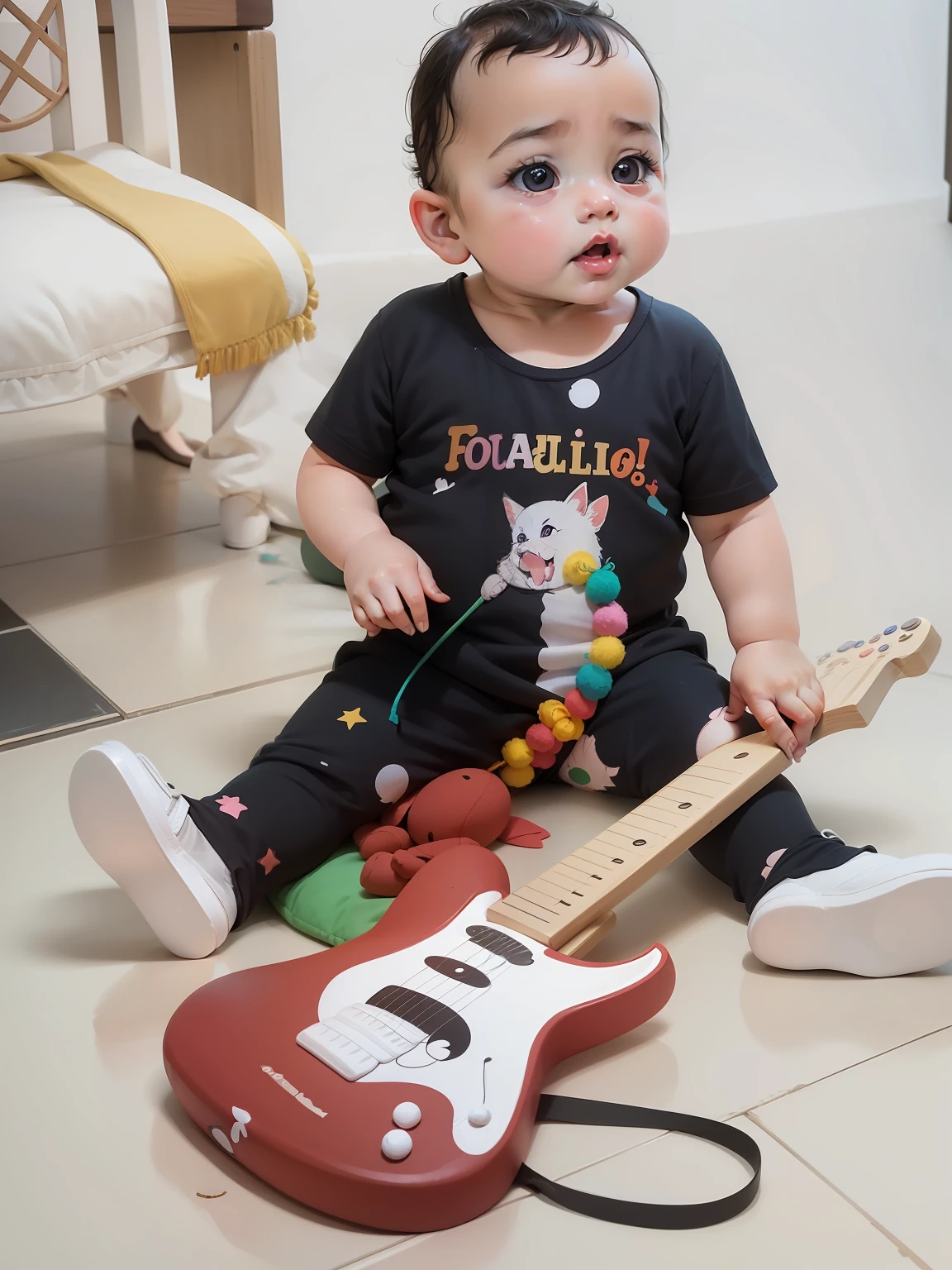 a 1 year old baby, feliz, estilo infantil, desenho para ebook infantil, estilo cartoon, olhos grandes