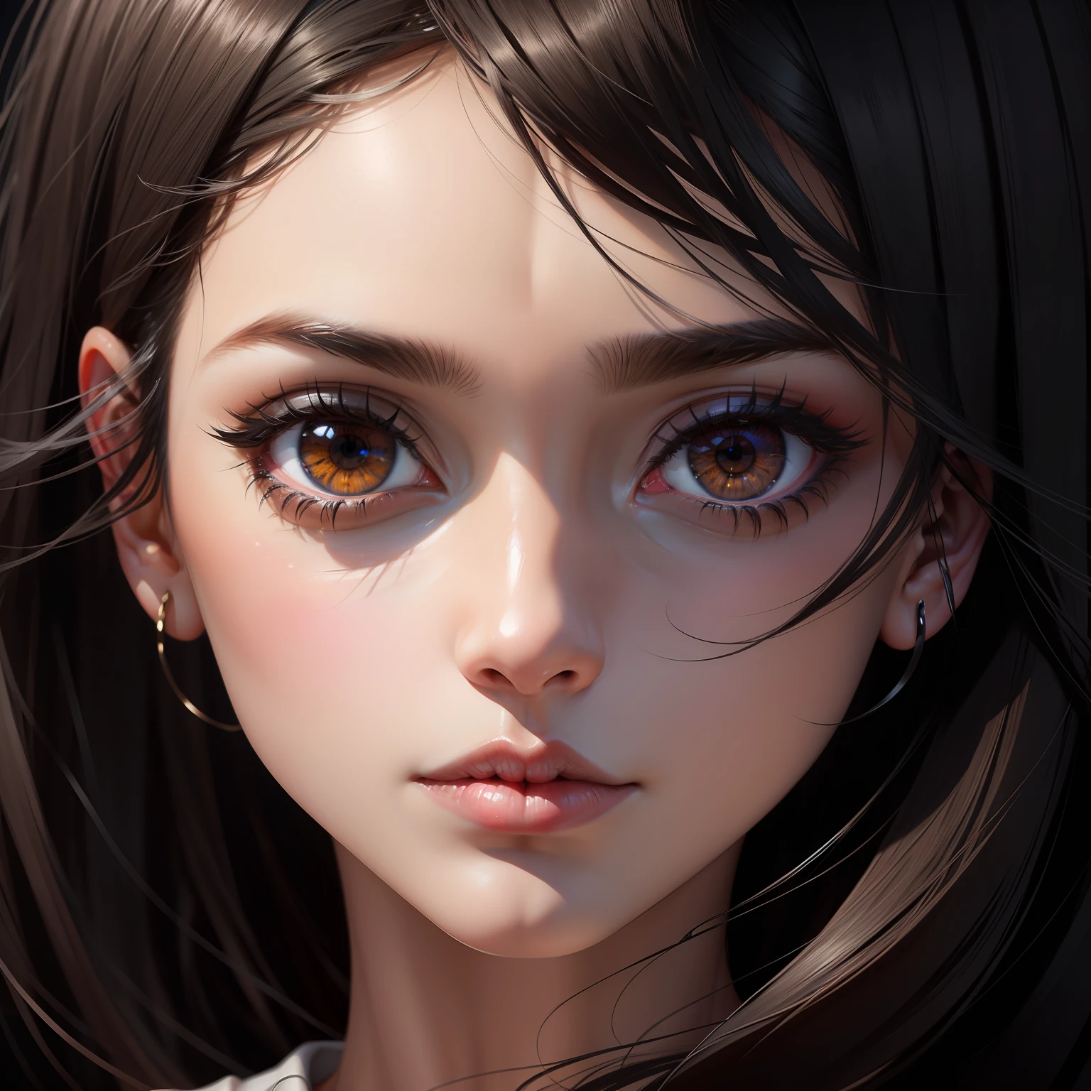 black hair, dark brown eyes, Surrealism, 8k, super detail