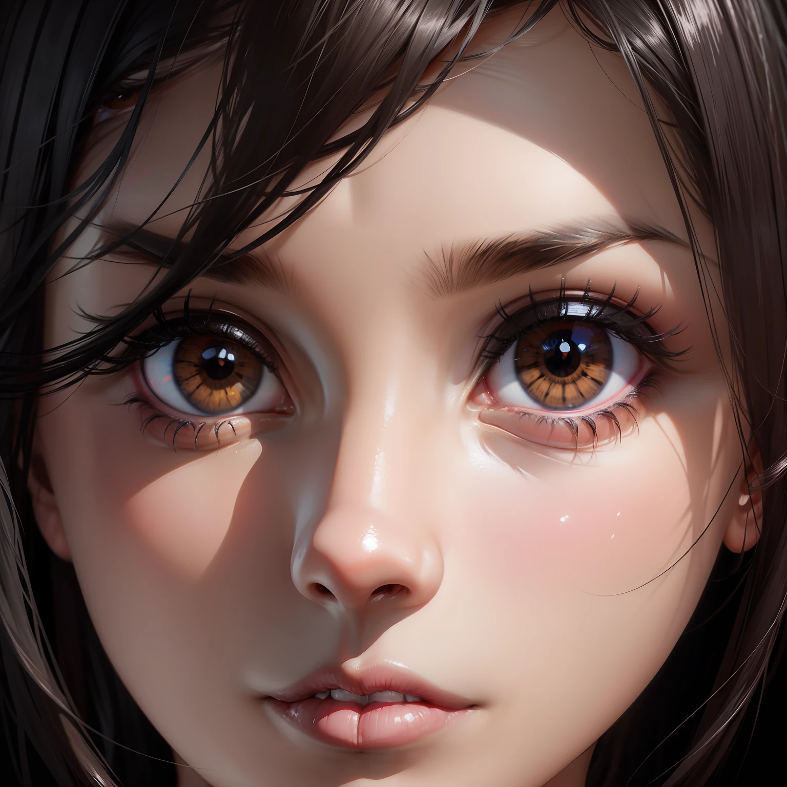 black hair, dark brown eyes, Surrealism, 8k, super detail