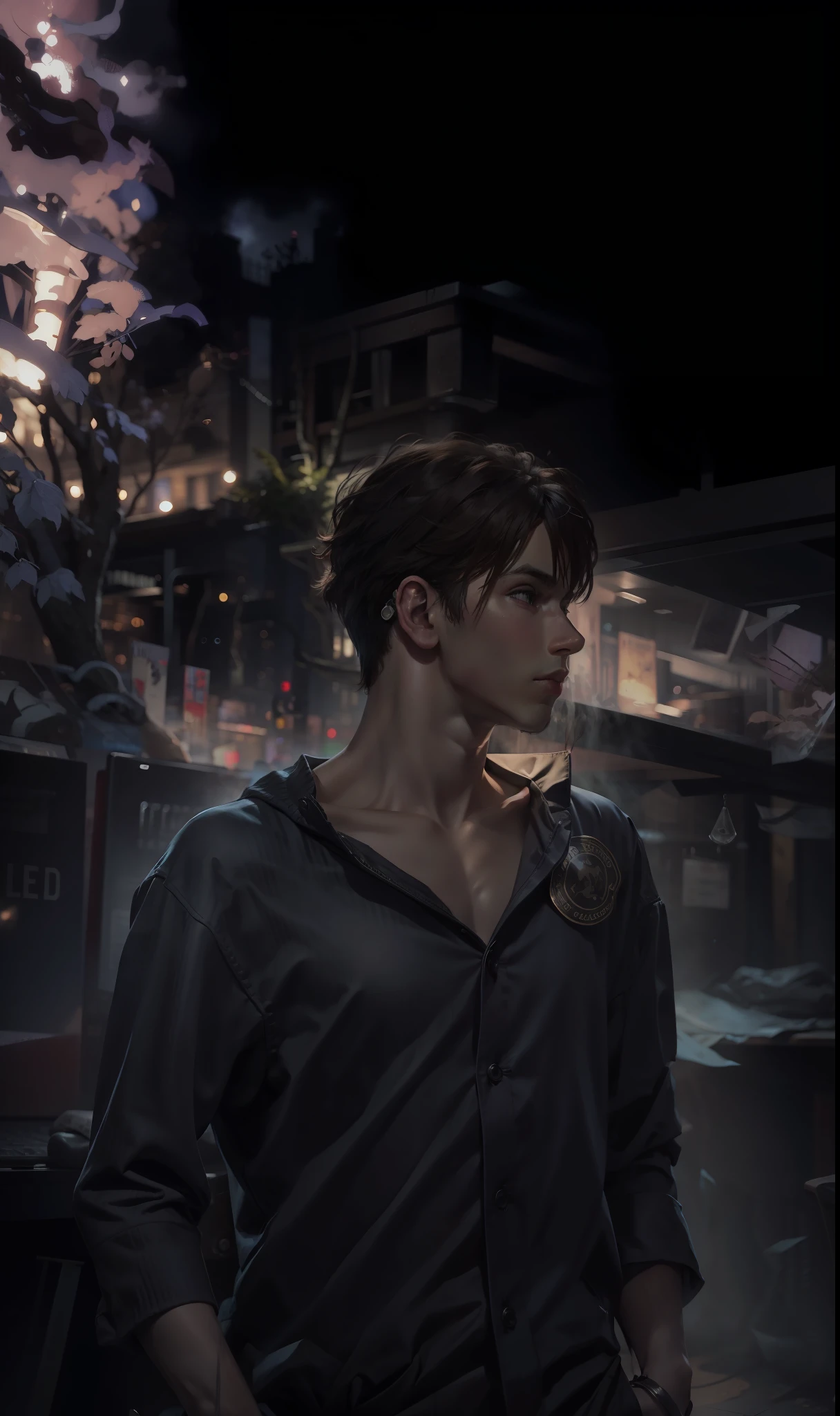 Realistic, drak night, cute, boy