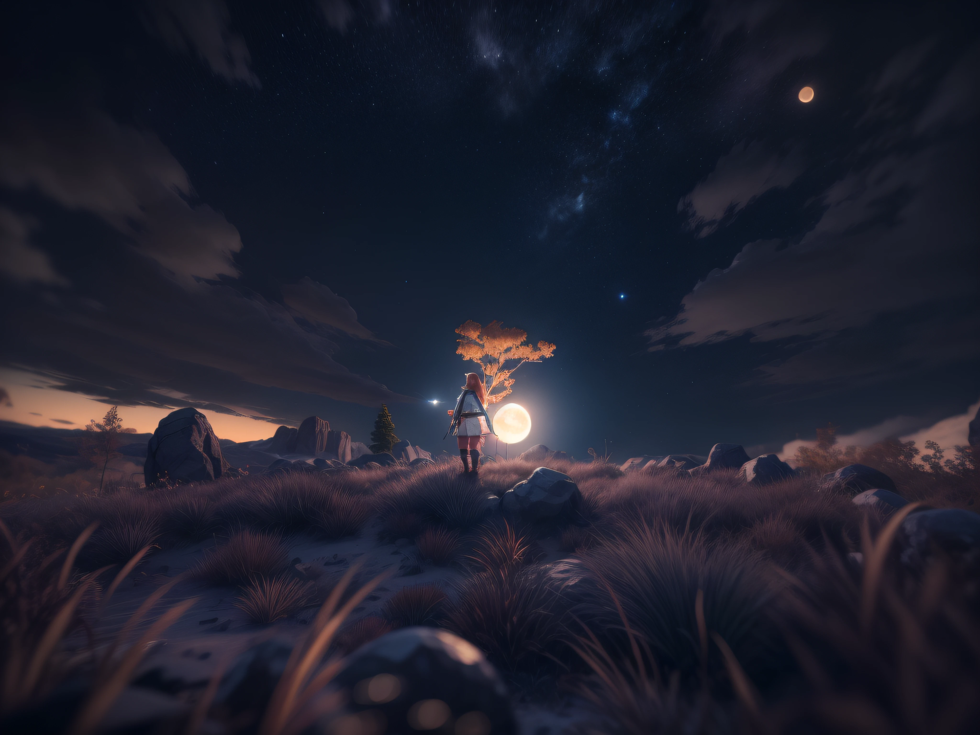 A aparência imponente de Link do game the legend of zelda, menacing stare, ricamente detalhado, Hiper realista, 3D-rendering, obra-prima, NVIDIA, RTX, ray-traced, Bokeh, Night sky with a huge and beautiful full moon, estrelas brilhando,