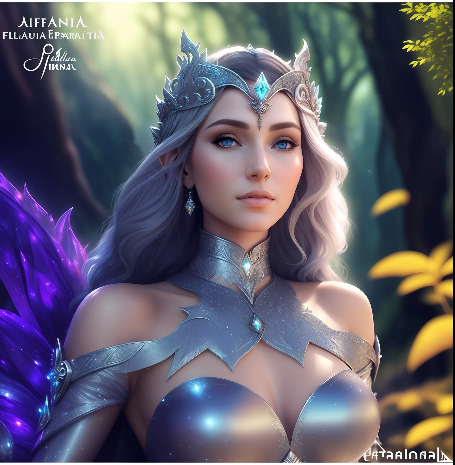 a woman in a silver dress and a crown on her head, ((uma bela imperatriz fantasia)), Rainha elfa bonita e elegante, uma bela imperatriz fantasia, Retrato de uma rainha elfa, estilo de arte de fantasia, uma rainha elfa, beautiful elven princess, personagem de fantasia hiperdetalhado, muito bonito elven top model, epic fantasy HD art style, rainha elfa, arte de fantasia digital )