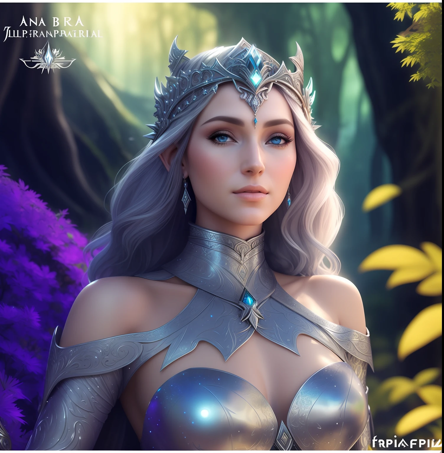 a woman in a silver dress and a crown on her head, ((uma bela imperatriz fantasia)), Rainha elfa bonita e elegante, uma bela imperatriz fantasia, Retrato de uma rainha elfa, estilo de arte de fantasia, uma rainha elfa, beautiful elven princess, personagem de fantasia hiperdetalhado, muito bonito elven top model, epic fantasy HD art style, rainha elfa, arte de fantasia digital )