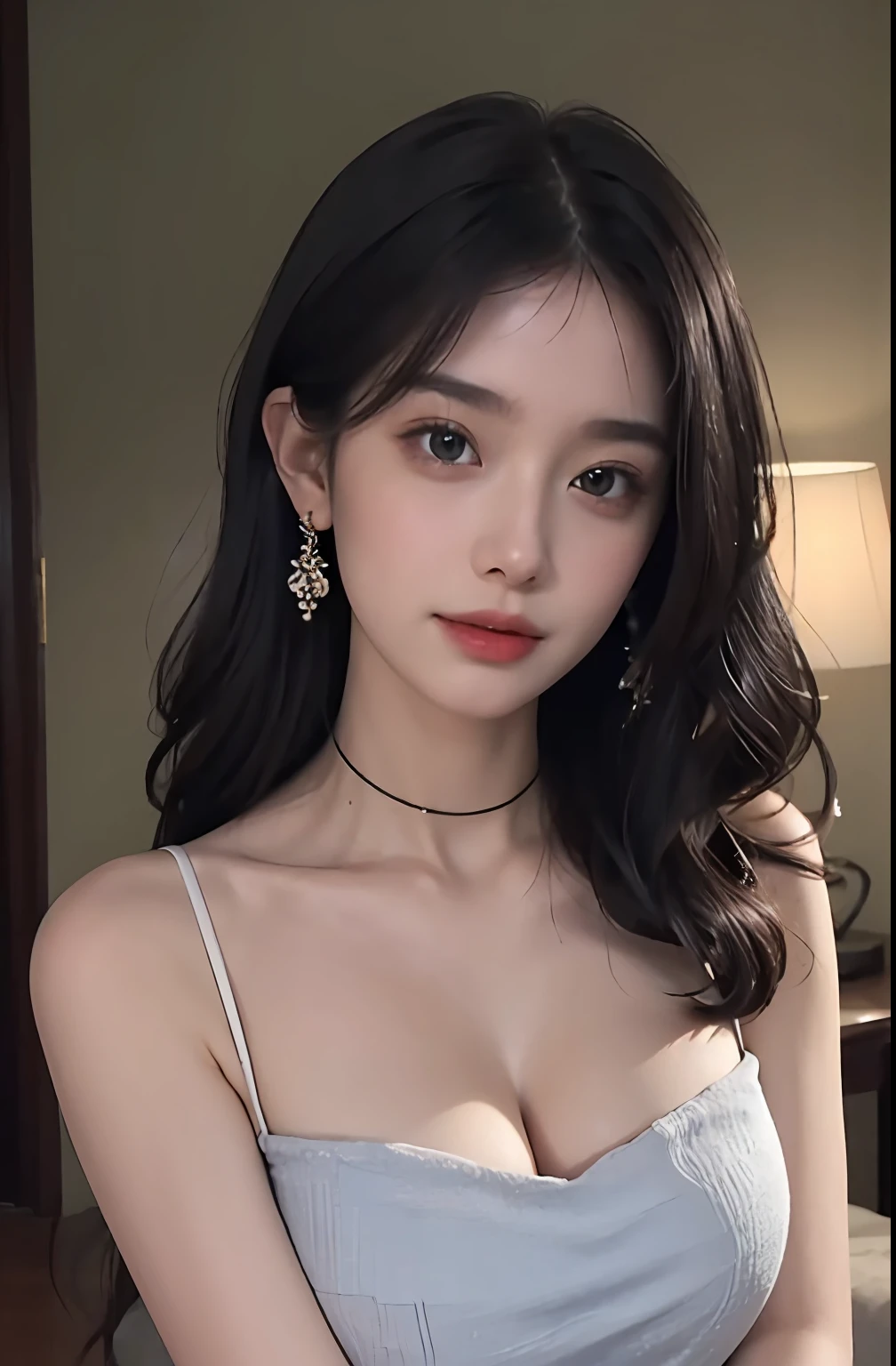 ((jon,Black color hair)), Look down a little, (An extremely delicate and beautiful work), (tmasterpiece), 1girll, Delicate blue long dress,Shoulders are heavy,leges, highly detailed, long whitr hair,full bodyesbian, Enchanted smile, beautiful and clear eyes, delicatenecklace, Delicate earrings, Extreme detail description, big breasts beautiful,s delicate face, fine collar bone,lovely lips, Behind the softness, mix4,(8K, RAW photos, best qualtiy, tmasterpiece:1.2), (realisticlying, photograph realistic:1.4), 1girll, adolable, Square after heavy rain,physically-based renderingt, full bodyesbian