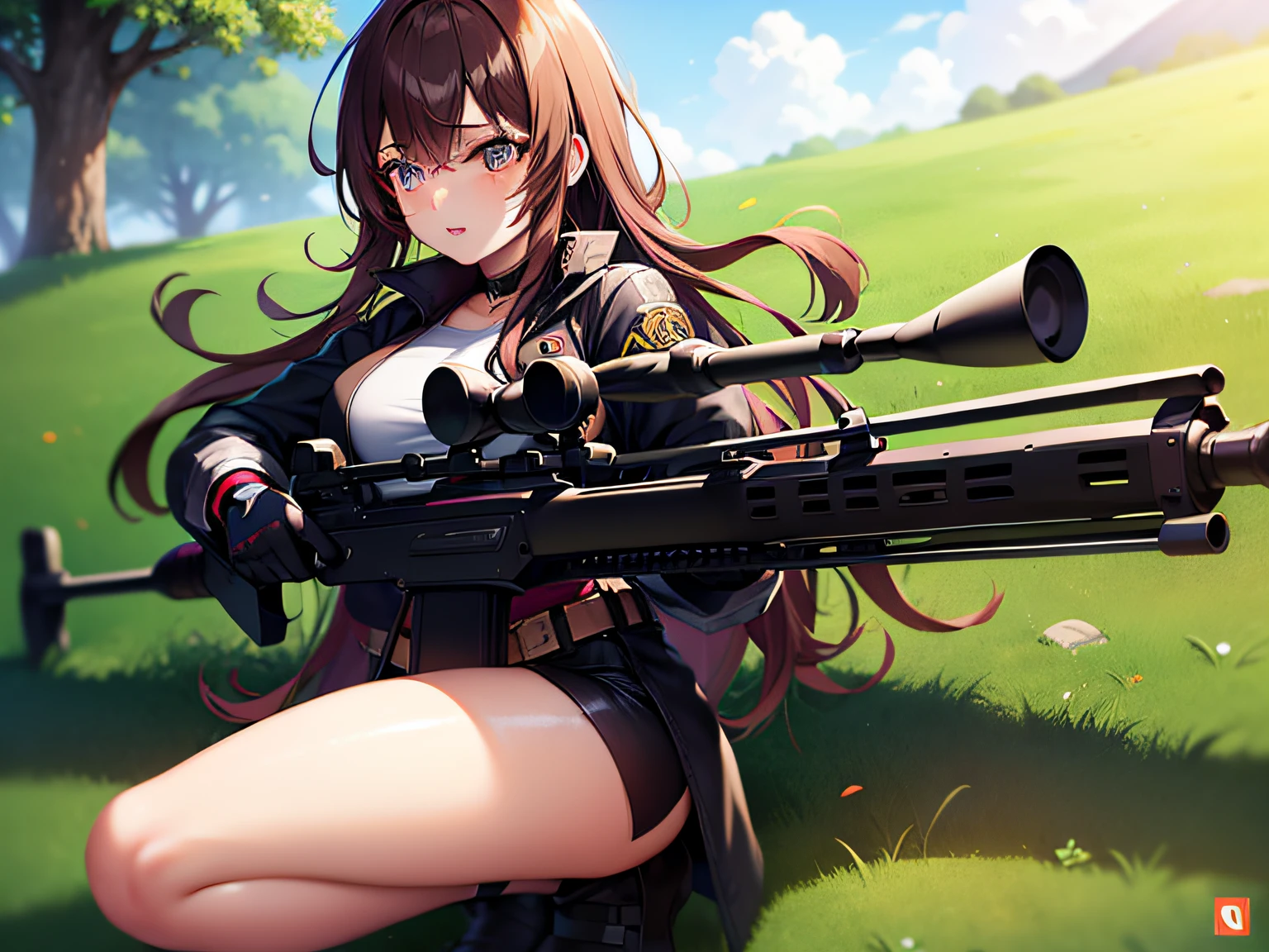 mulher com uma sniper nua pelada