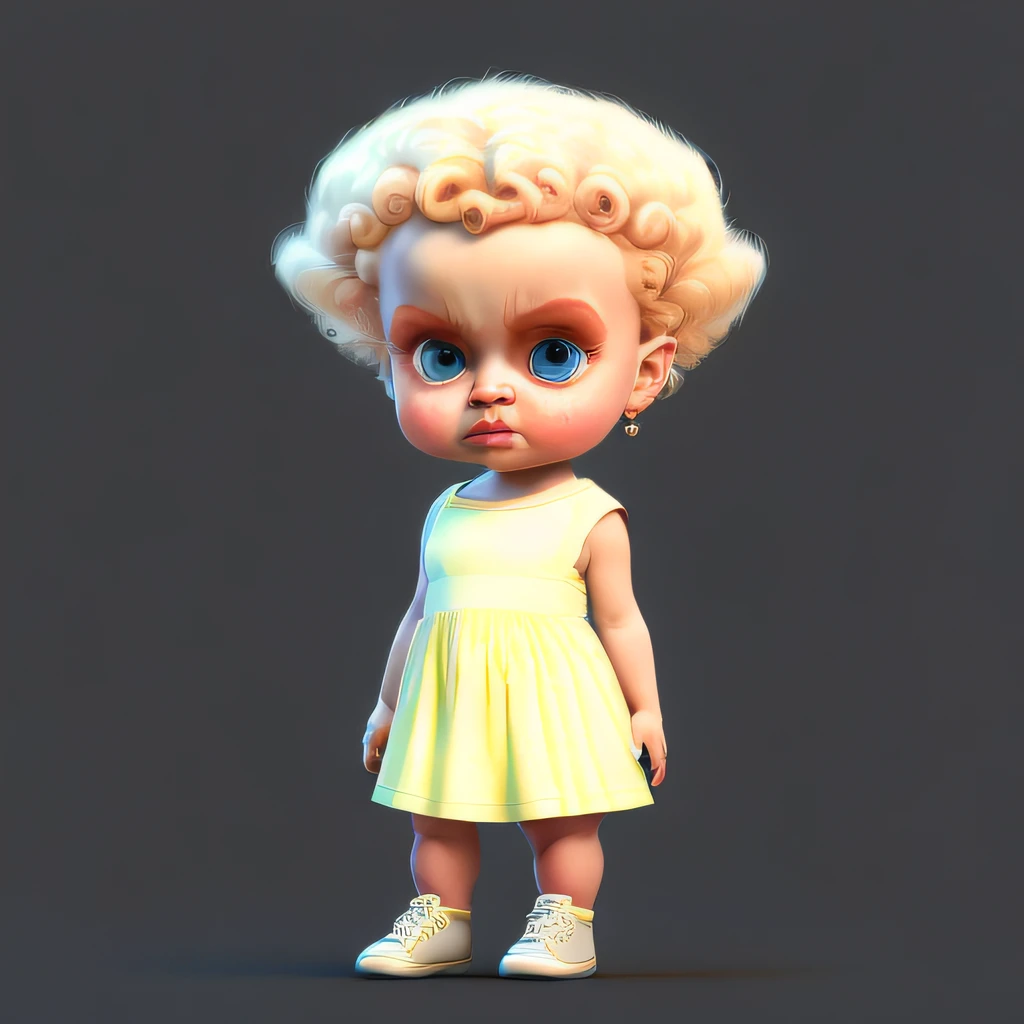 cbzbb, marilin monroe, personagem, fofa, vestido brando, pequeno, bonito, Digital Art, Detailed, Cute, Realistic, Humanoid, Character, tiny, Cinematic Sho, Cinematic Lights, marilin monroe, Looks happy