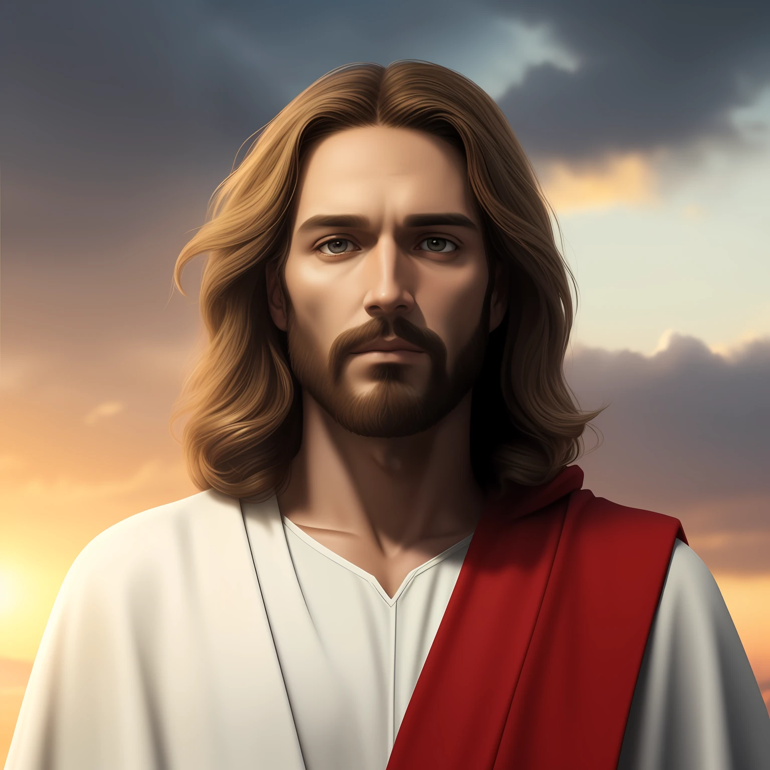 Jesus stands before a sunset in a red cloak, Retrato de Jesus Cristo, Jesus Cristo, Greg Olsen, Jesus, Vestido como Jesus Cristo, rosto de Jesus, O Senhor e Salvador, jesus of nazareth, Jovem Deus Todo-Poderoso, Jesus Cristo em Mass Effect, beautiful man, A face de Deus, homem bonito, bonito impressionante realista, senhor, fan art