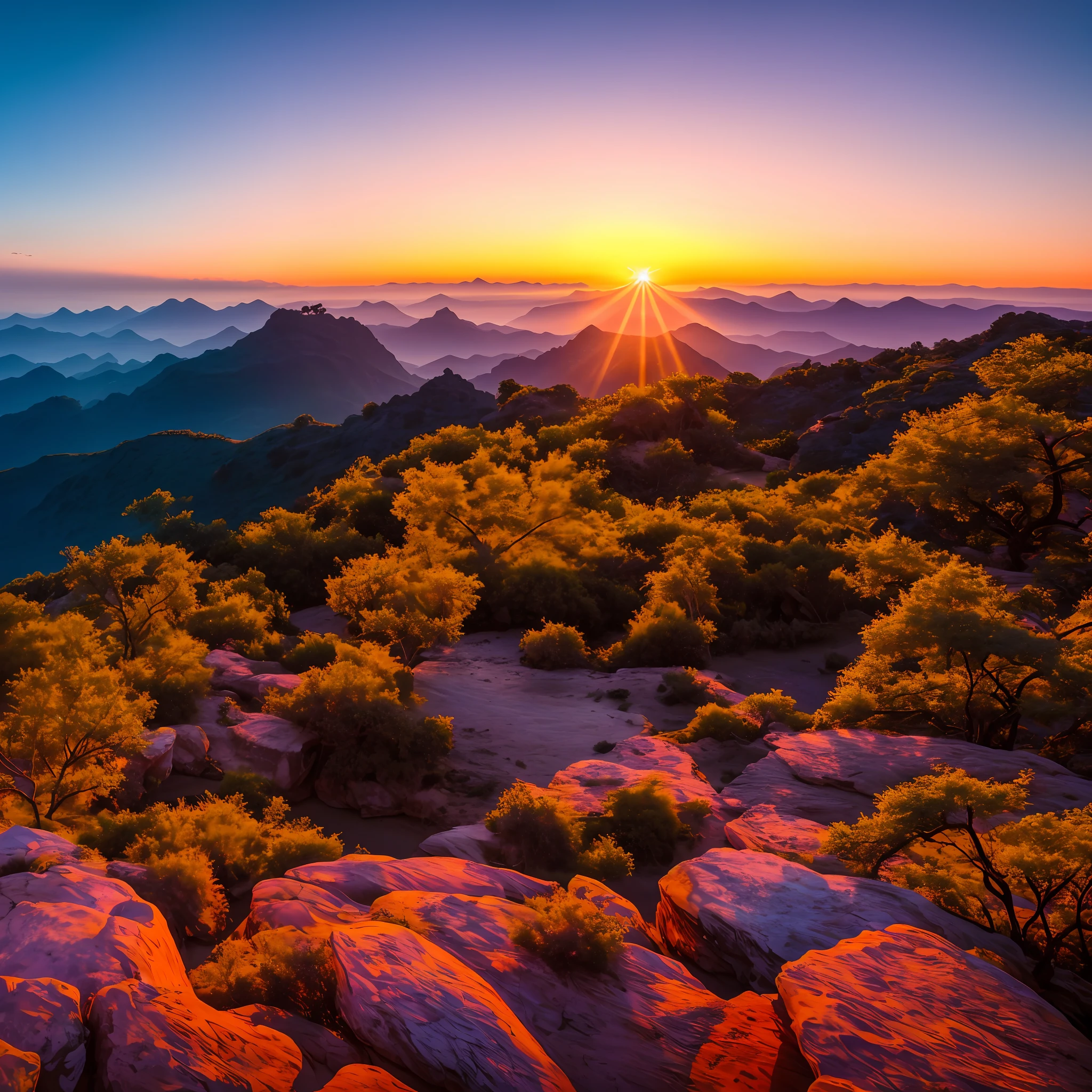 Sunset, evening glow, distant view, realistic, rich colors, gorgeous and colorful, wide-angle lens, shooting in the evening, positive film, naturalistic style, high-definition filming.