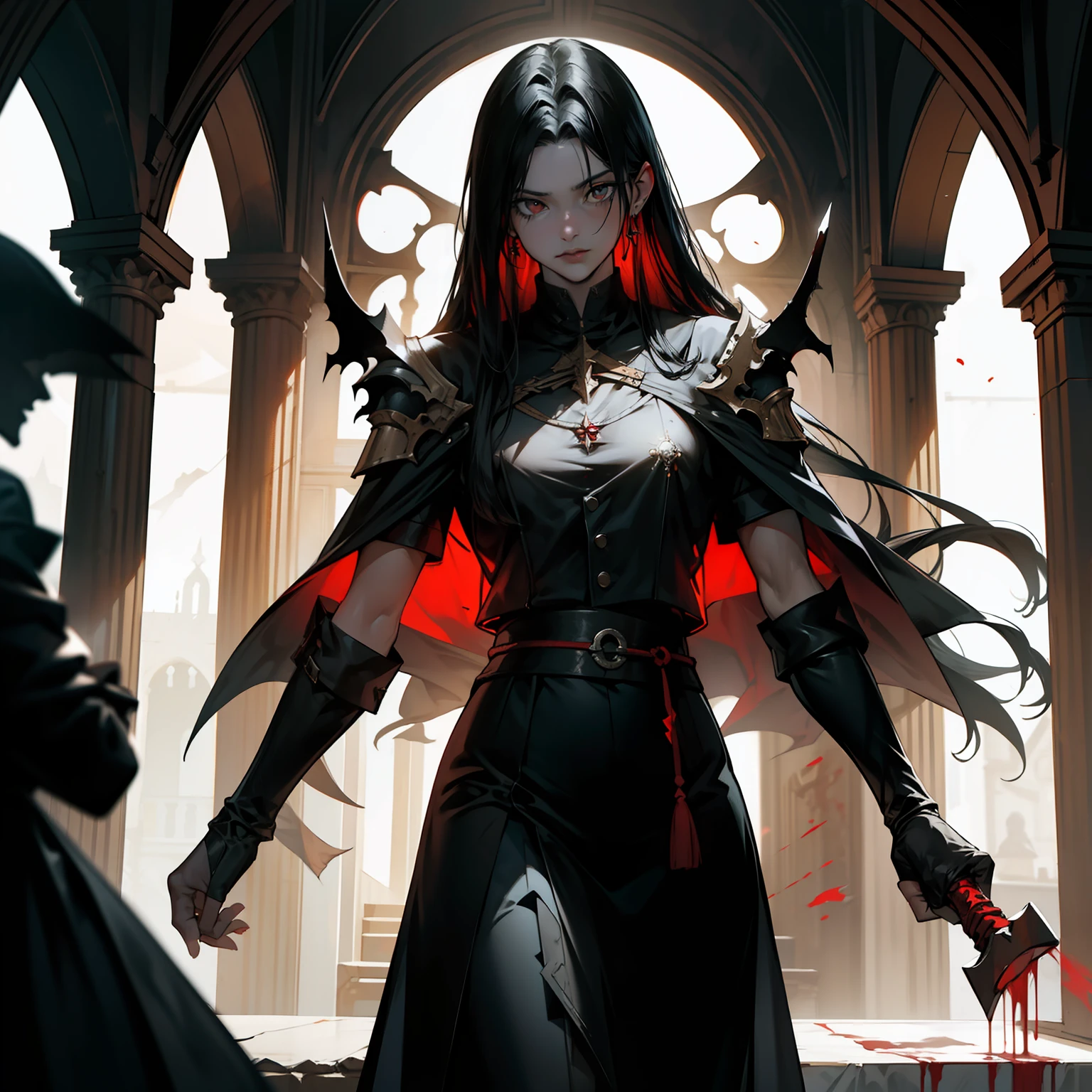 Blood for the Blood God! Dios de la guerra !, arte de Bastien Lecouffe-Deharme y Franz Kline, Light Volumetric, detalles finos, atmospheric, foco nítido, Sharp edge,fondo en llamas,fondo intrincado,muchos detalles