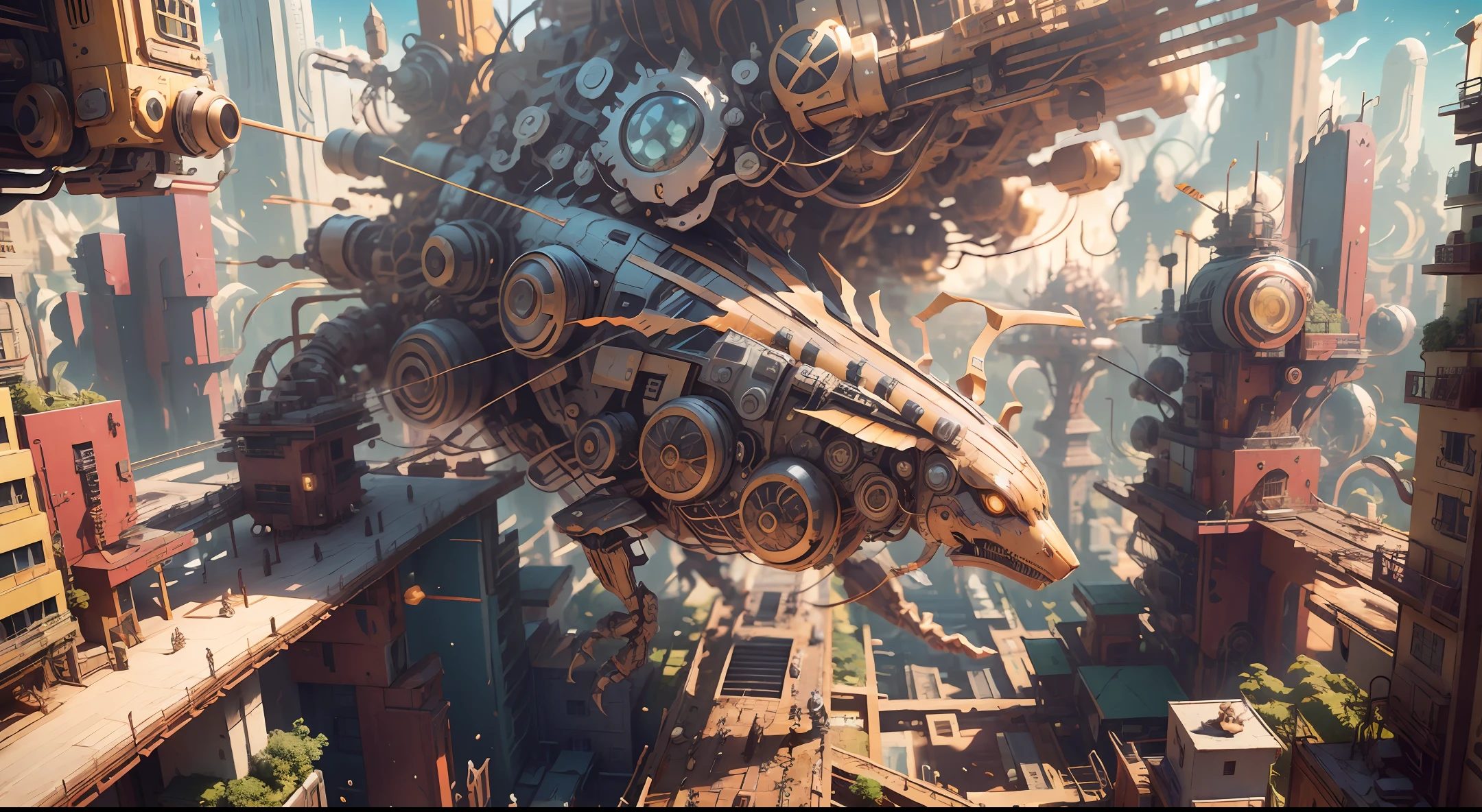 robot running in the middle of city being destroyed by spaceships.artwork concept M.C Escher+Clark Ashton Smith +Gigital colage+vintage+
architetural Art+ creepy+ b/w photography by Pierre verger+style Fusion+,yellow mist,
atmospheric, , Aerial acrobatics design by +Ridley Scot, hyperrealistic+, 4K, Octane
render,+unreal engine, –ar 9:16 –uplight + fine details + Horror cosmic+ Lovecraft+ Terror
90s+ Anime style+octane render + 8k, 8k — ar 7:4 — c 25 --auto --s2