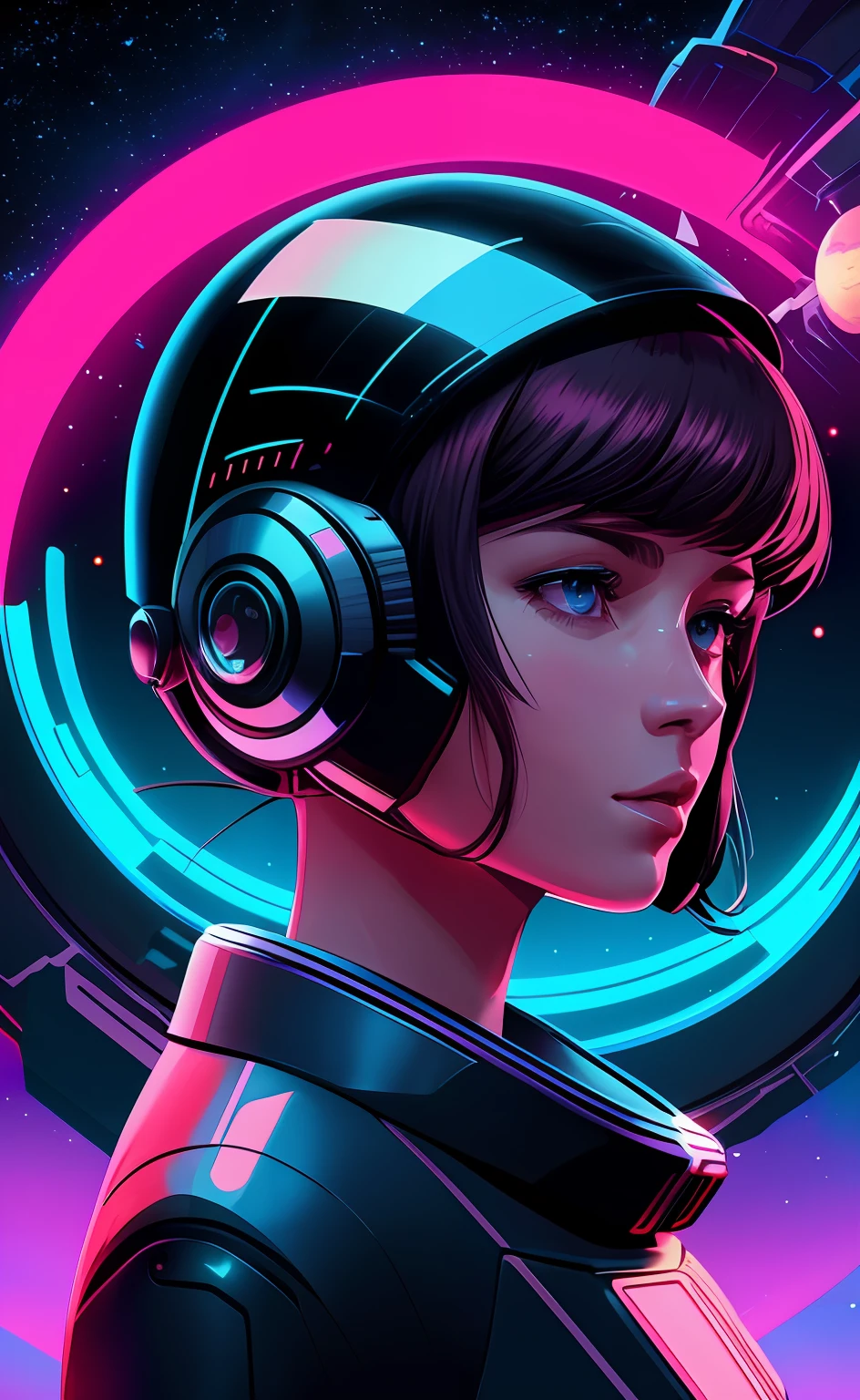 8K, A science fiction scene, Alena Aenami e Android Jones, portrait anime space cadet girl, Sci-Fi Digital Art Illustration, sci-fi illustrations, sci - fi illustrations, retrato bonito sci - fi girl, inspirado em Victor Mosquera, Nicolas Bouvier Sparth, sci - fi illustration, sci-fi illustration.