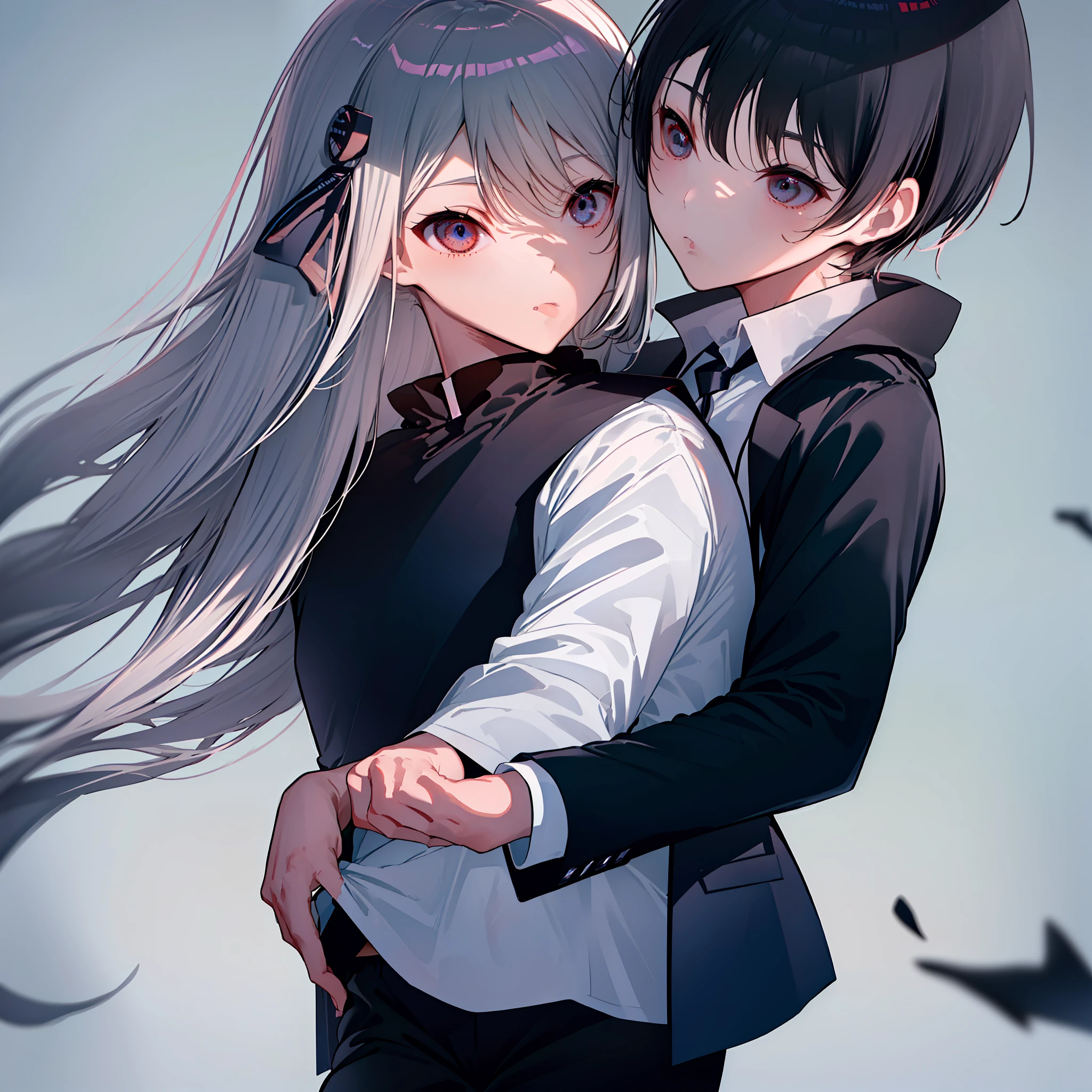 (((obra-prima))), (((melhor qualidade))), (((1Menina junto um 1menino))), (((Sozinhos))), alto, ((((((1boy with short black hair and 1girl with long gray hair are kissing)))))), ((((1girl she has gray hair with blue eyes and 1boy he has short black hair with red eyes who are classmates)))), ((((They have different hair colors and eyes do not confuse)))), (desenha Kei e kiyotaka ayanokouji olhando um para o outro), (2schoolmates who are Kei and kiyotaka ayanokouji looking at each other), (Kei1), (((((Ela tem olhos azuis))))), (ela tem cabelo longo), (ela usa um uniforme escolar), (ela tem fita), (ela tem franja), 鎖骨, (((ela tem cabelo grisalho))), (ela tem faixa de cabelo preto), (she has neck tape), (cabelo entre os olhos), (She has medium breasts), (Tiroteio de Cowboy), (she is looking seriously at Kiyotaka Ayanokuji), (anatomicamente correto corpo inteiro), (is standing in the street with rain falling), (esta com uma cara triste e preocupada), (Full detailed scenario), (1menino), (Kiyotaka Ayanokuji), (adolescente de 15 anos), (((ele usa uniforme escolar, camisa branca, Black jacket, jaqueta aberta, gravata vermelha, long black pants, sentado;))), ((((ele tem olhos vermelhos)))), ((ele tem cabelo preto curto)), corpo inteiro anatomicamente correto, pernas normais, usa sapatos pretos, (ele esta olhando para Kei1), ((He's in front of Kei wanting to give her a kiss with his eyes closed)) , (he's facing Kei), (Cena emocionante), (misterioso), (Full scenario), ((((They're soaking up with a lot of passion and abrasion)))), ((((They are being wet by the rain along with their clothes)))), ((Their bodies are anatomically correct and detailed without errors)), (((Tongue kiss)))