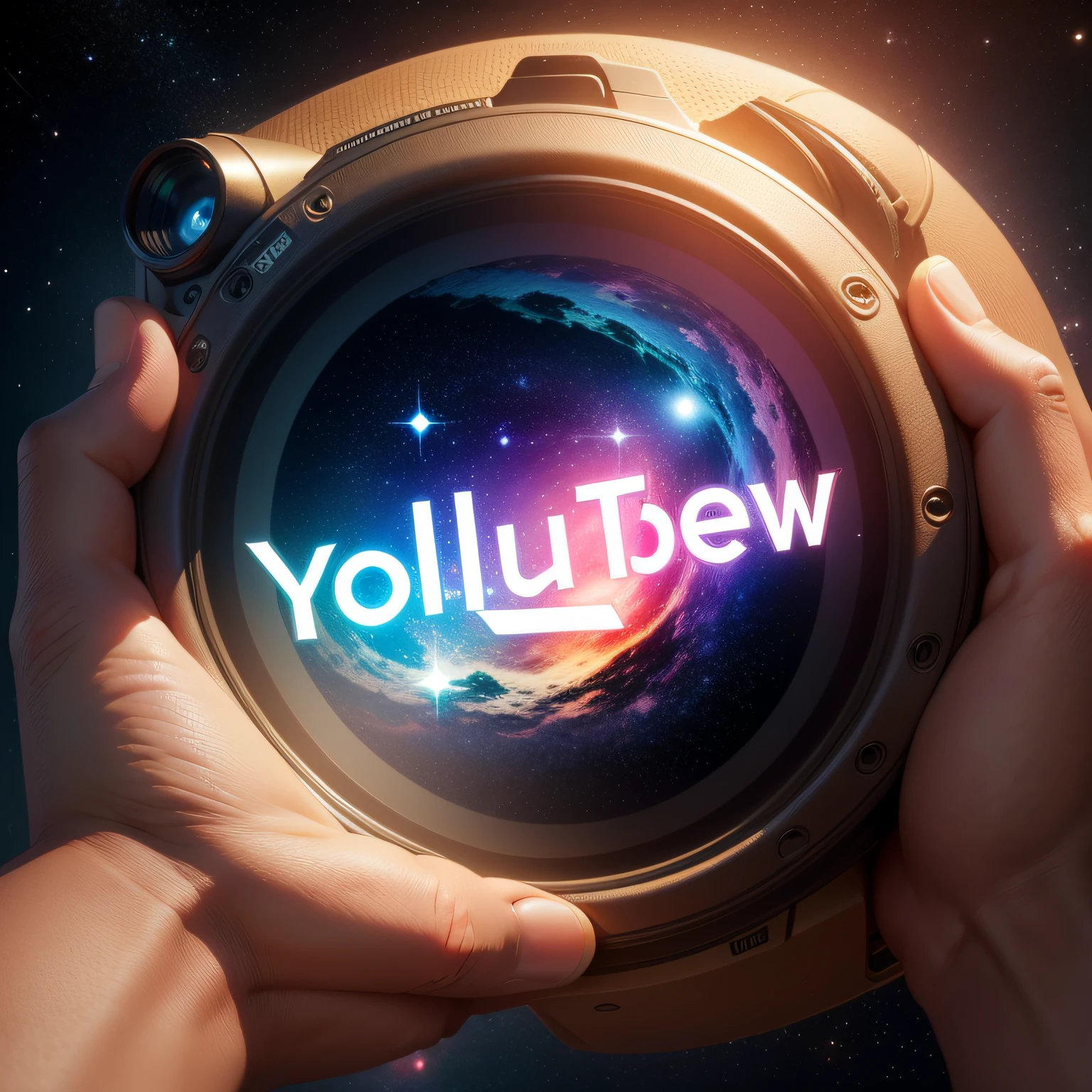 (Logo para youtube 4k detalhado) Photo Media Junction of curiosities, galactic in 3D.