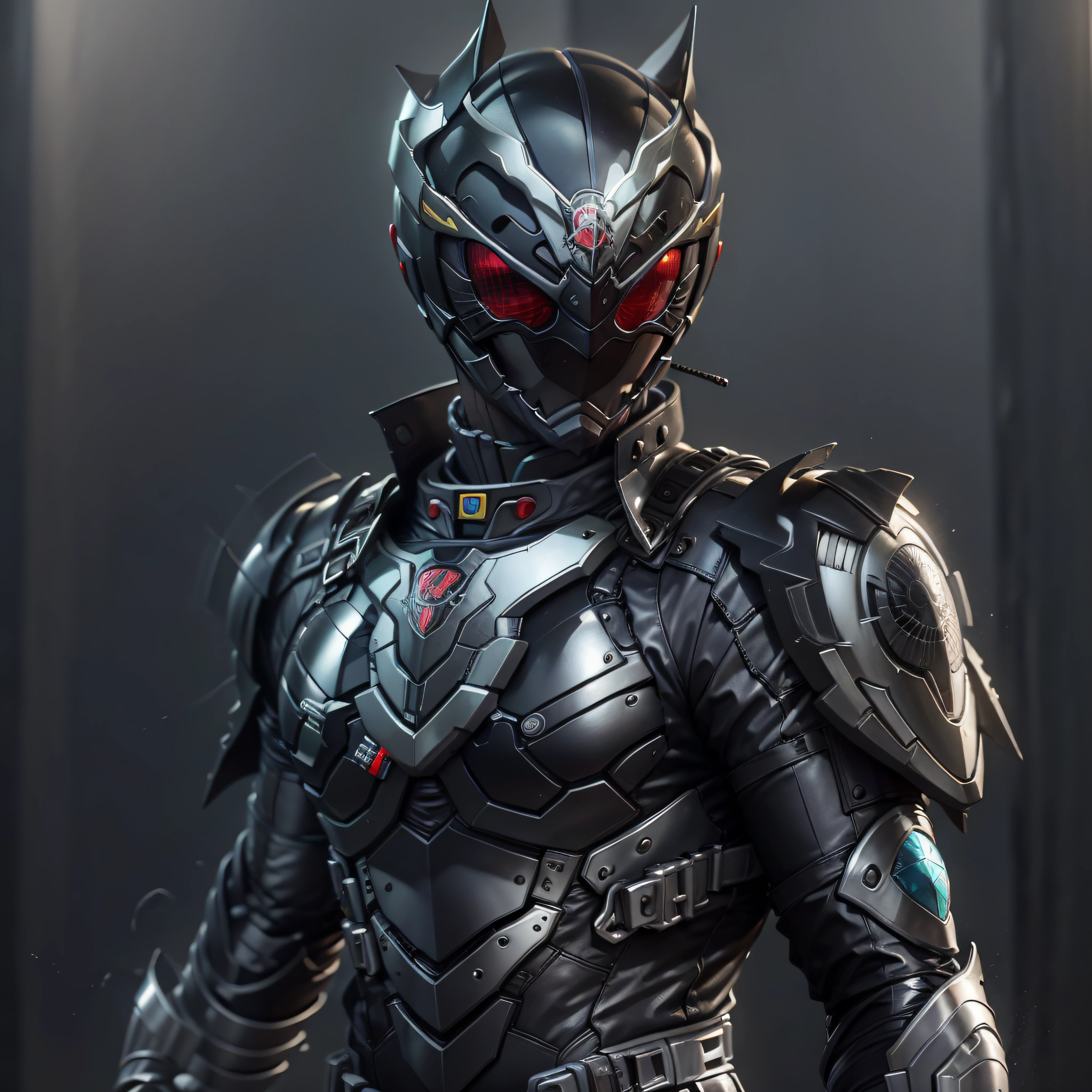 Black Kamen Rider, Armadura prateada, roupa cinzenta e preta,  black chrome TechSuit, agente secreto, Roboto, black chrome Rhino helmet