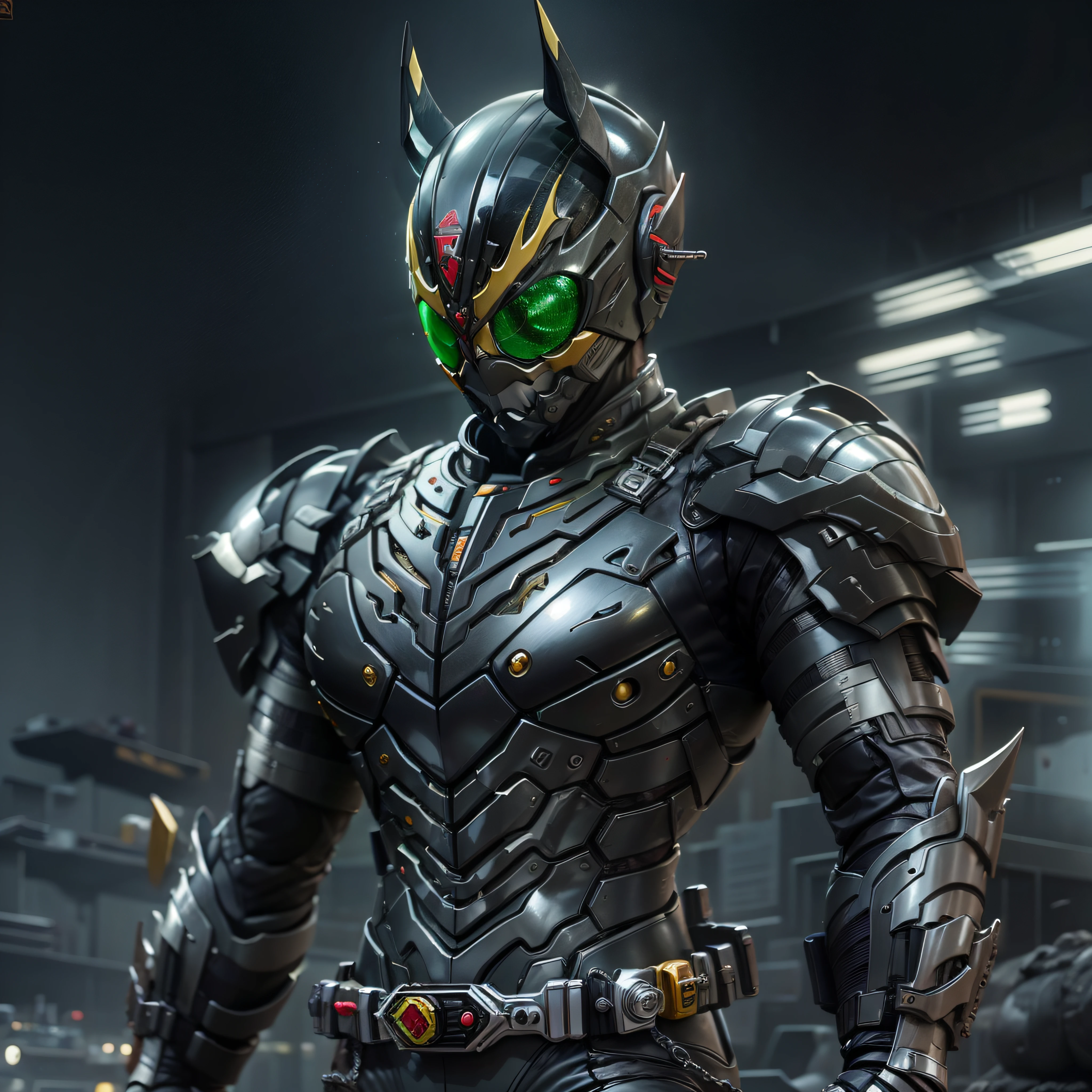 Black Kamen Rider, Armadura prateada, roupa cinzenta e preta, black chrome TechSuit, agente secreto, Roboto, black chrome Rhino helmet