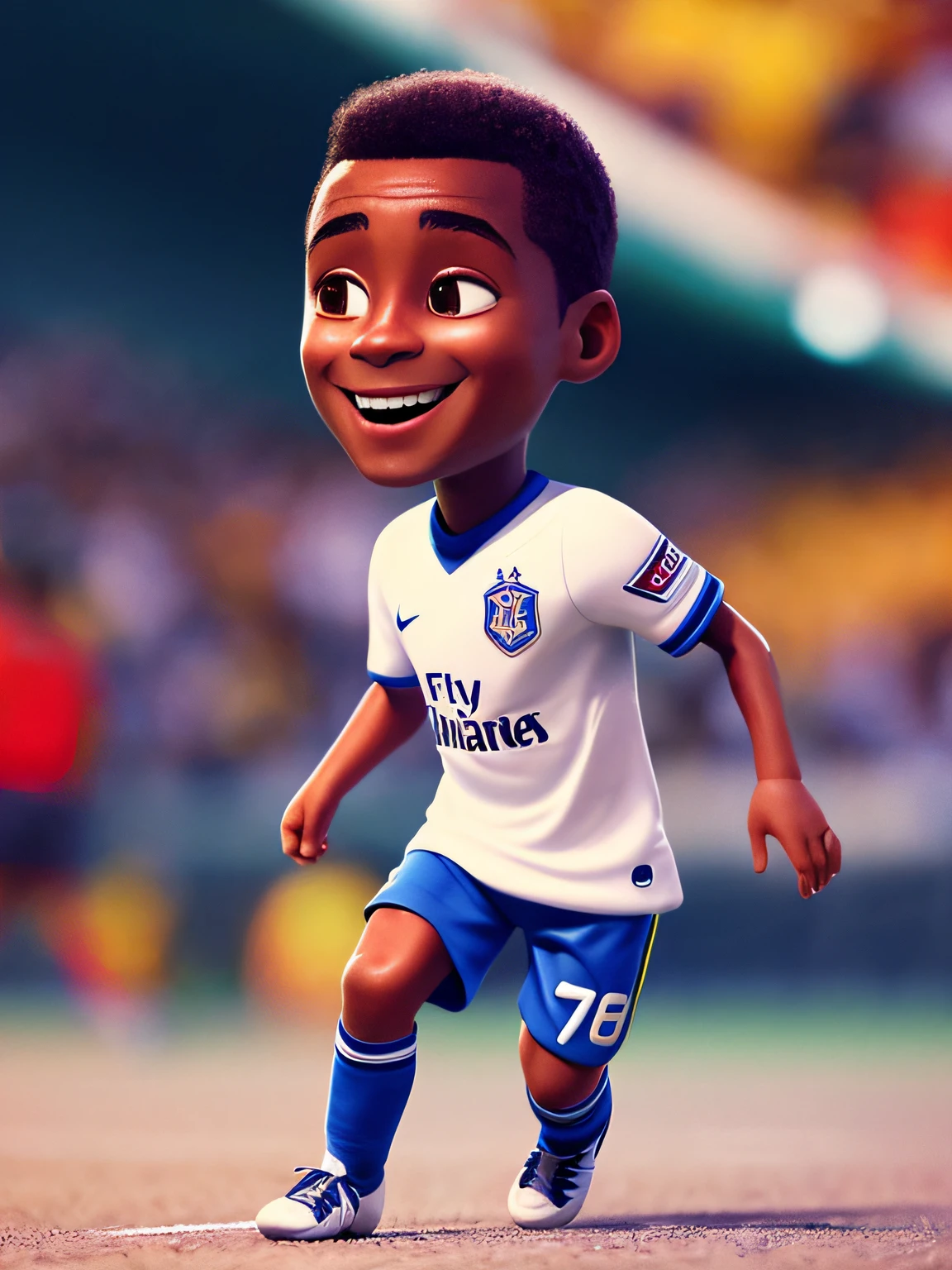 cbzbb, Pelé, futebol, personagem fofo, mini, corpo inteiro, sorriso, pequeno, bonito, Digital Art, Detailed, Cute, Realistic, Humanoid, Character, tiny, Cinematic Sho, Cinematic Lights, Pelé, futebol, Looks happy, Looks happy