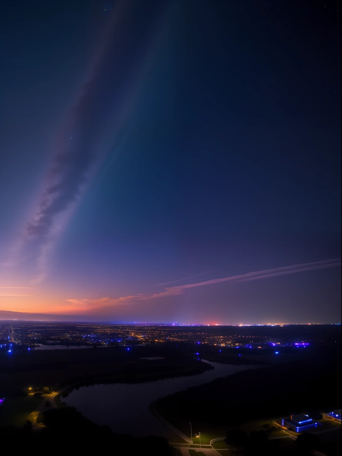 towers of god, blue towers, violet, blue, red, god, red sky, violet sky, starry sky, stars, starry towers, starry god, light blue, civilization, order