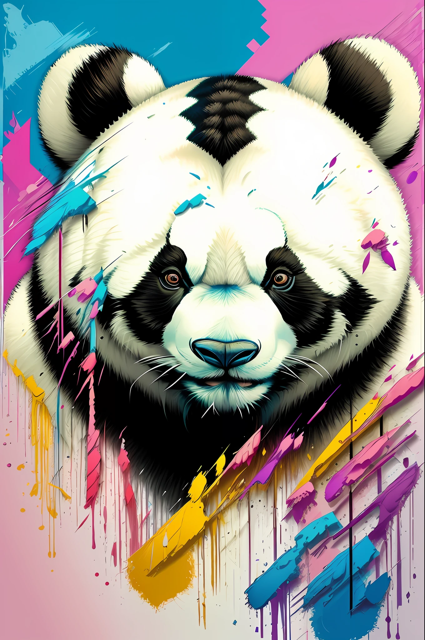 "(Panda), Eduardo Kobra's iconic portrait, with geometric multidimensional elements, artistic and vibrant,
Masterpieces, top quality, best quality, official artwork, captivating and aesthetically pleasing."