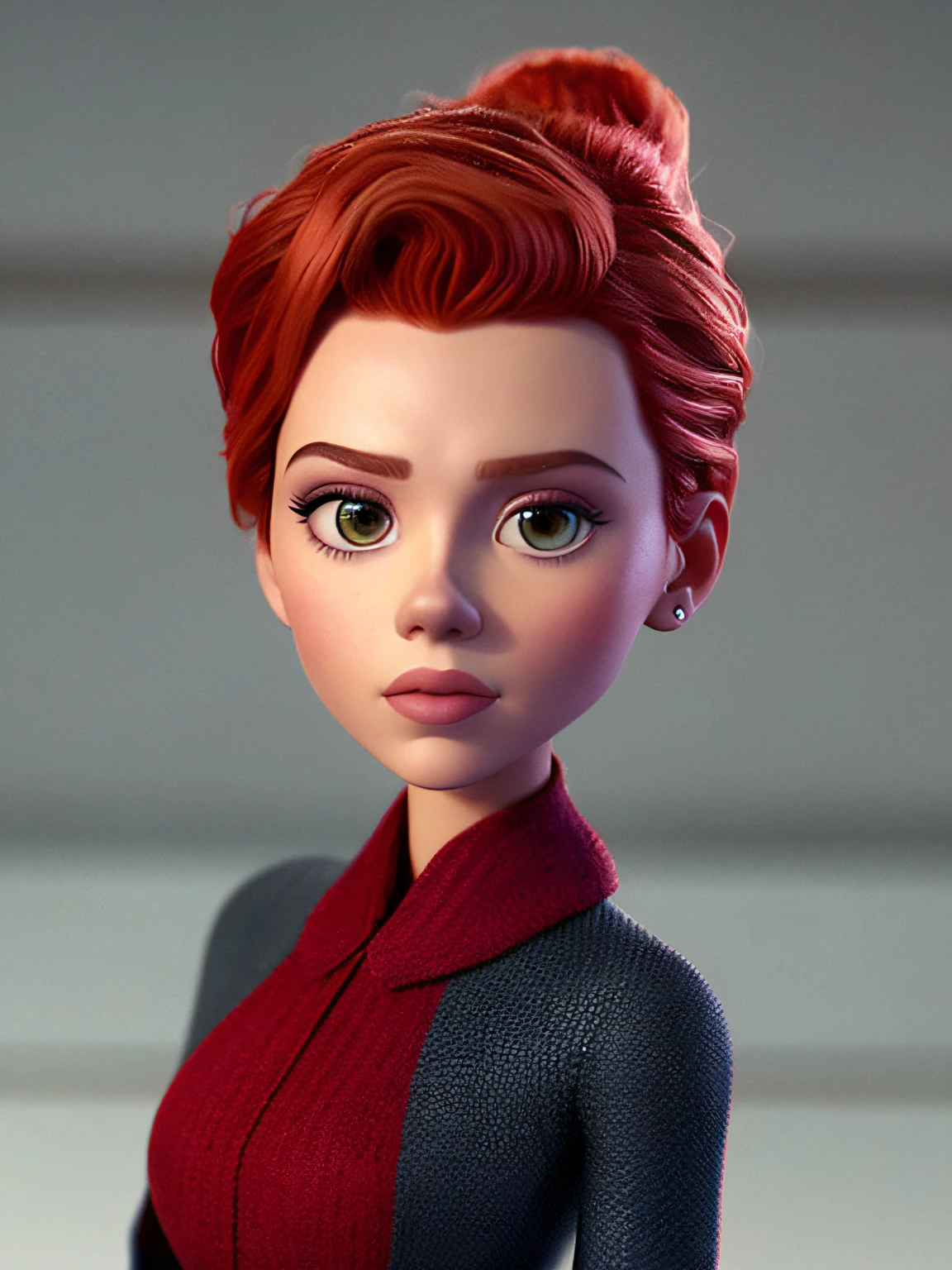 CBZBB, CBZBB, Scarlett Johansson, personagem, Fofa, pequeno, majo, arte digital, circunstanciado, fofo, Realistic, Humanoid, character, tiny, Cinematic sho, cinematic lights, Scarlett Johansson, Parece feliz