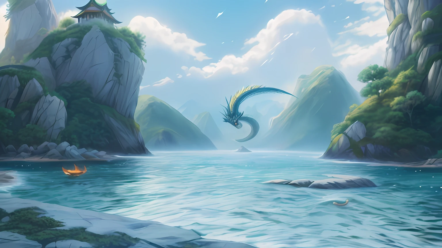 A dragon,Dragon Dragon Dragon, Dragon centered, Dragon Art, majestic japanese dragon, inspired by Noriyoshi Ohrai, Dragon in the background, Chinese Dragon,The dragon is in the middle,A quarter of the article