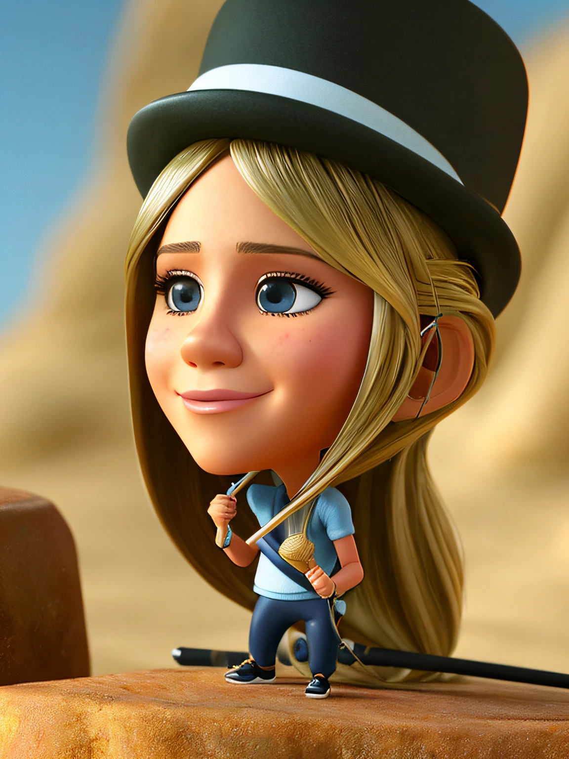 CBZBB, Jennifer Aniston, personagem, Pescador, pequeno, majo, Arte Devian, Artstation on trend, arte digital, circunstanciado, fofo, Realistic, Humanoid, character, tiny, Cinematic sho, cinematic lights, Jennifer Aniston, Parece feliz, Looks happy
