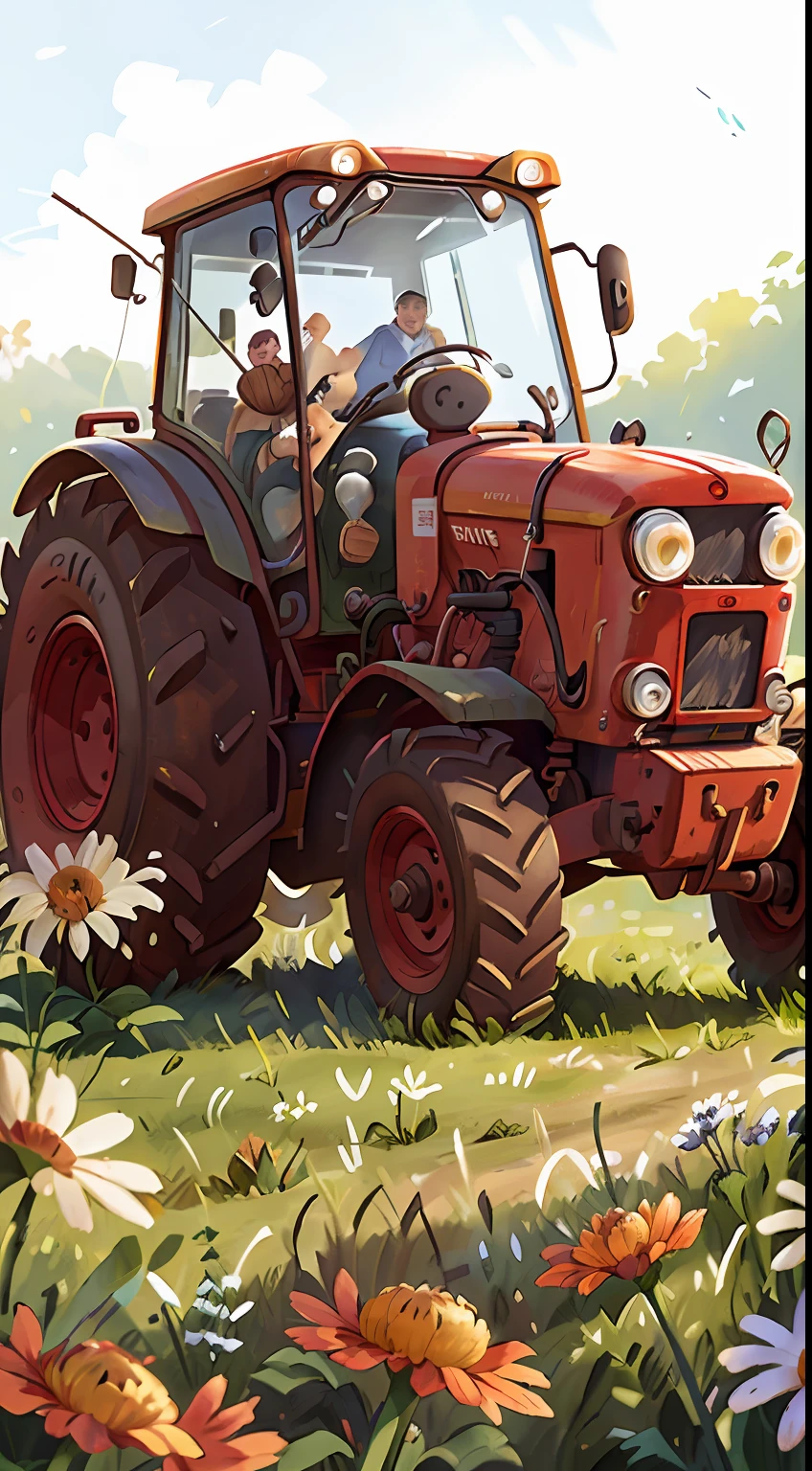 Tractor, perfect quality, clear focus (clutter - home: 0.8), (masterpiece: 1.2) (realistic: 1.2) (bokeh) (best quality) (detailed skin: 1.3) (complex details) (8K) (sharp focus), clean background, white background, long view composition, 85MM SHOT