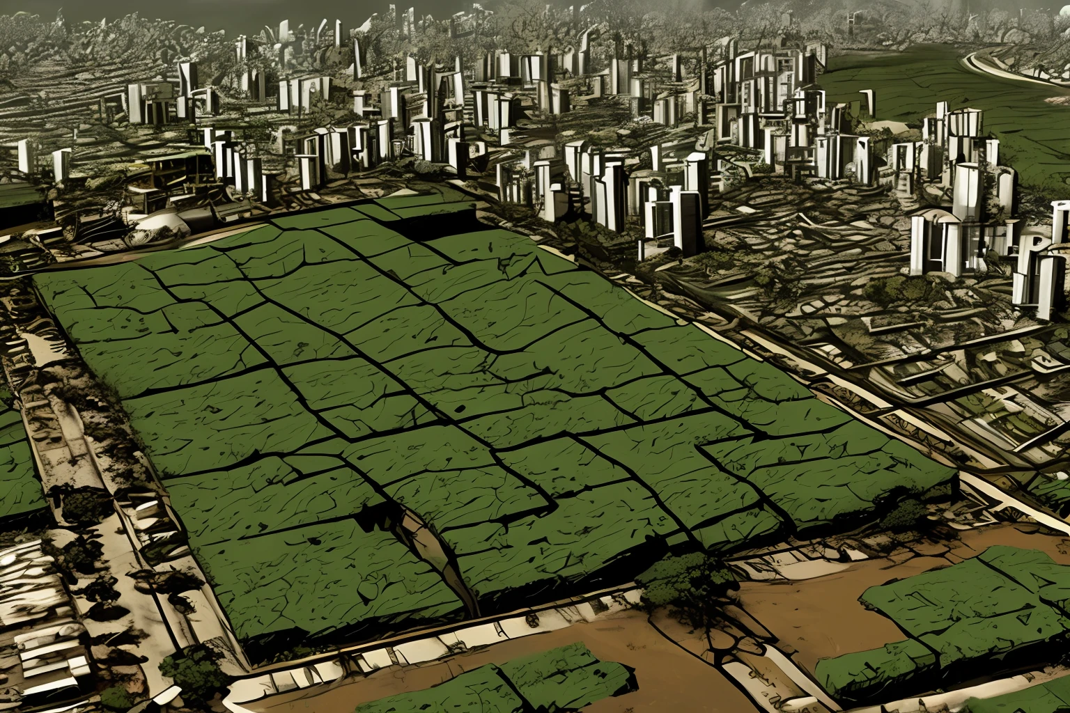 Cidade apocalipse zumbi verde