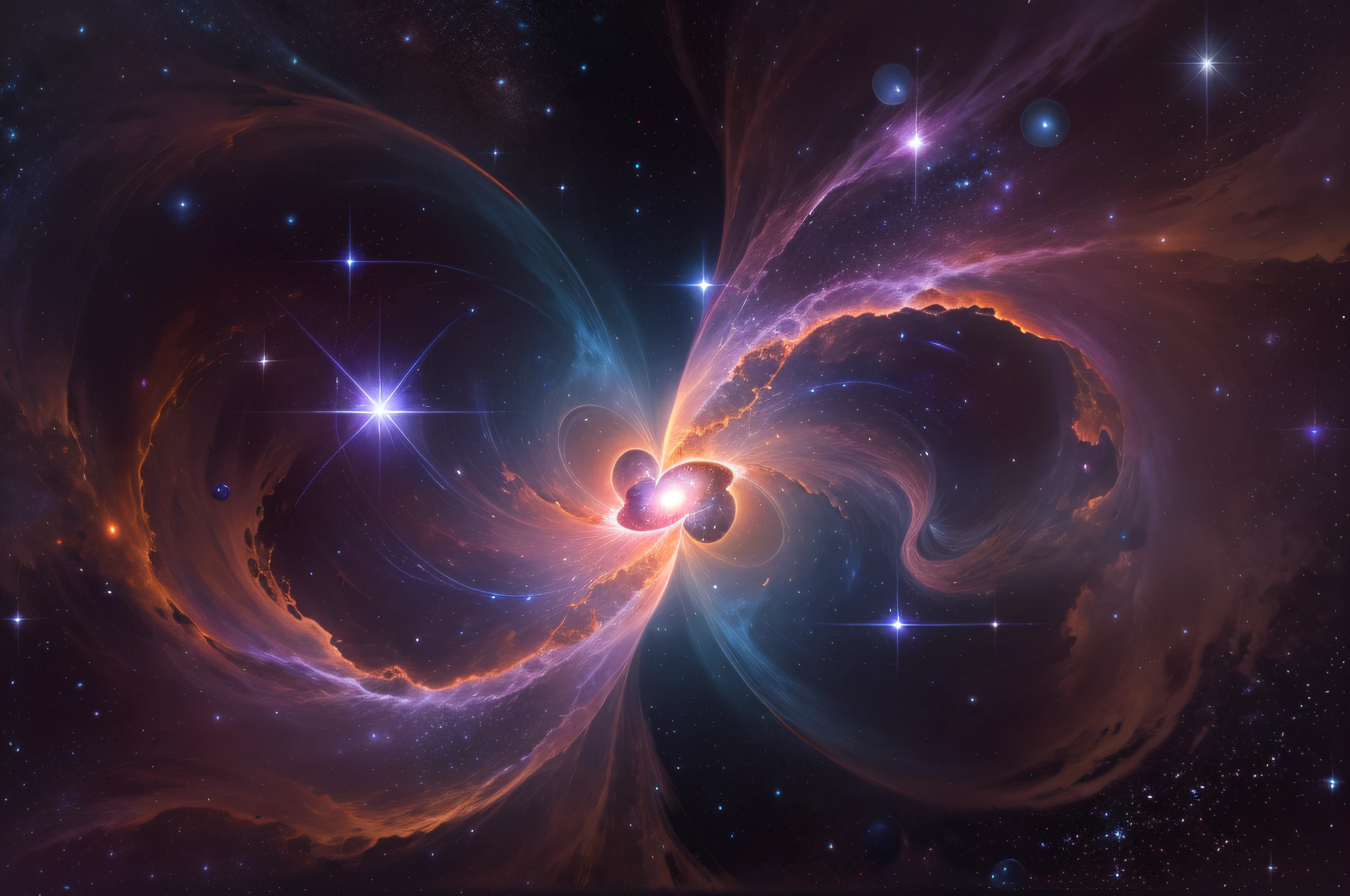 two stars colliding in the cosmos