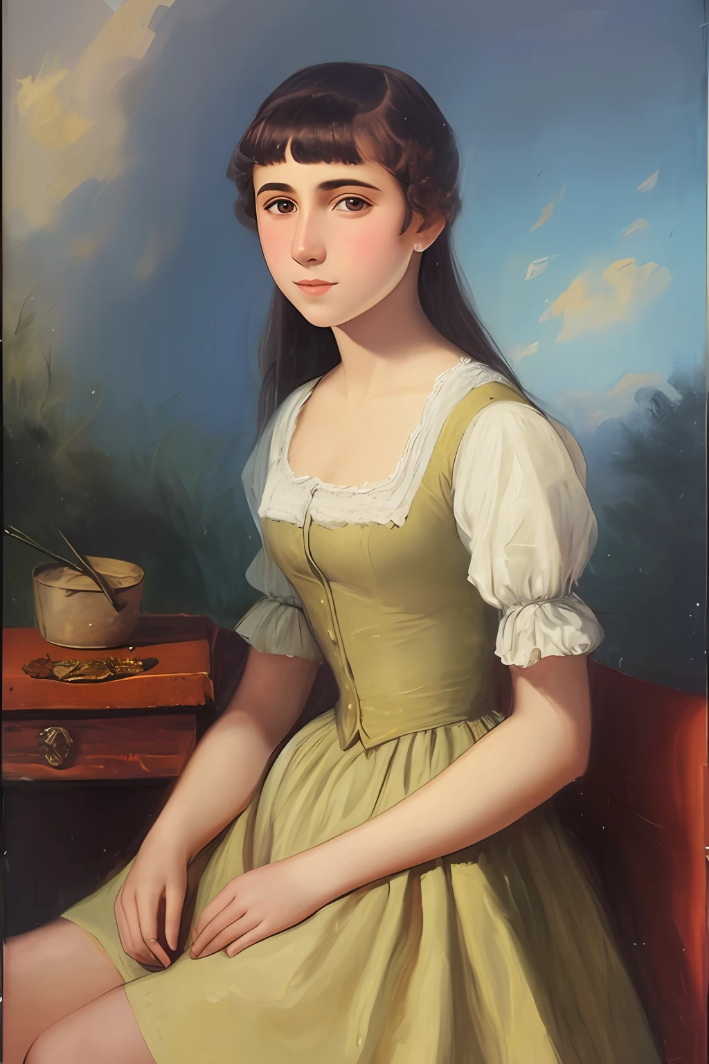 "oil-painting, jovem, , classic dressed, casco, olhos claros, 19th-century", loira