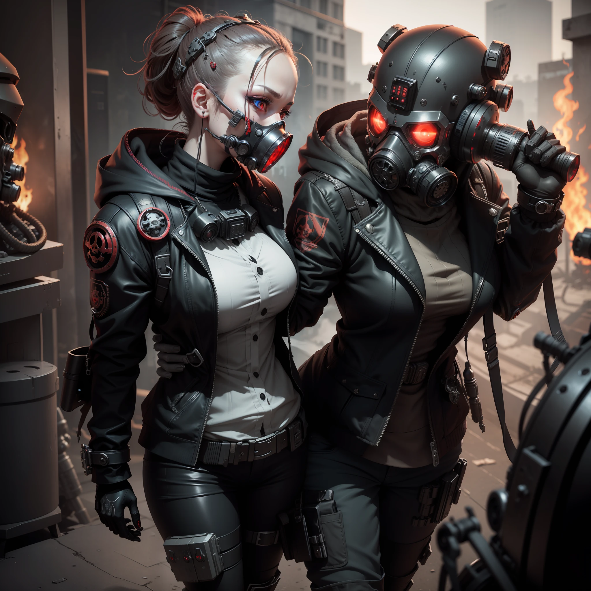 complex 3d render ultra detailed of a beautiful porcelain profile woman android face, cyborg, robotic parts, a drawing of a skull wearing a gas mask with blood dripping down it, skulls and gas masks, gasmask, machine noir dieselpunk grimcore, wearing a bone gas mask, she wear red eyed gasmask, of spiked gears of war skulls, gas mask, smogpunk, machine noir grimcore, gas masks, metal skull with red eyes, futuristic gas mask