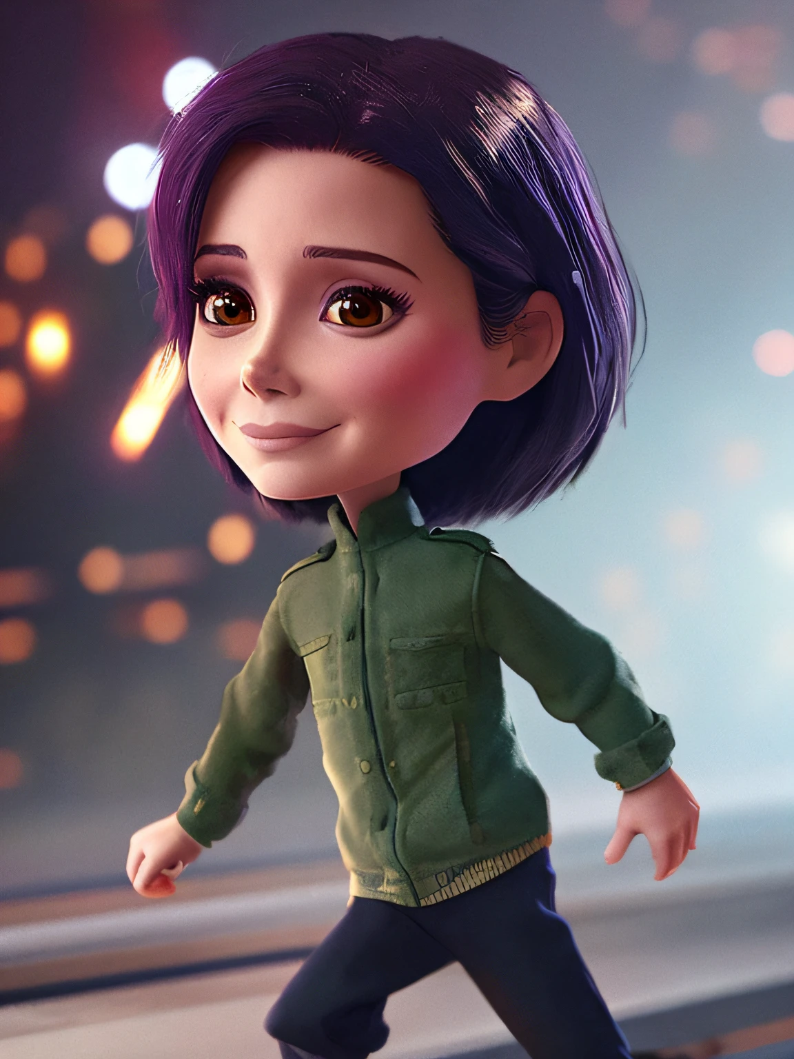 CBZBB, Sandra Bullock, personagem, pequeno, corpo inteiro, majo, Arte Devian, Artstation on trend, arte digital, circunstanciado, fofo, Realistic, Humanoid, character, tiny, Cinematic sho, cinematic lights, Sandra Bullock, Parece feliz, Looks happy