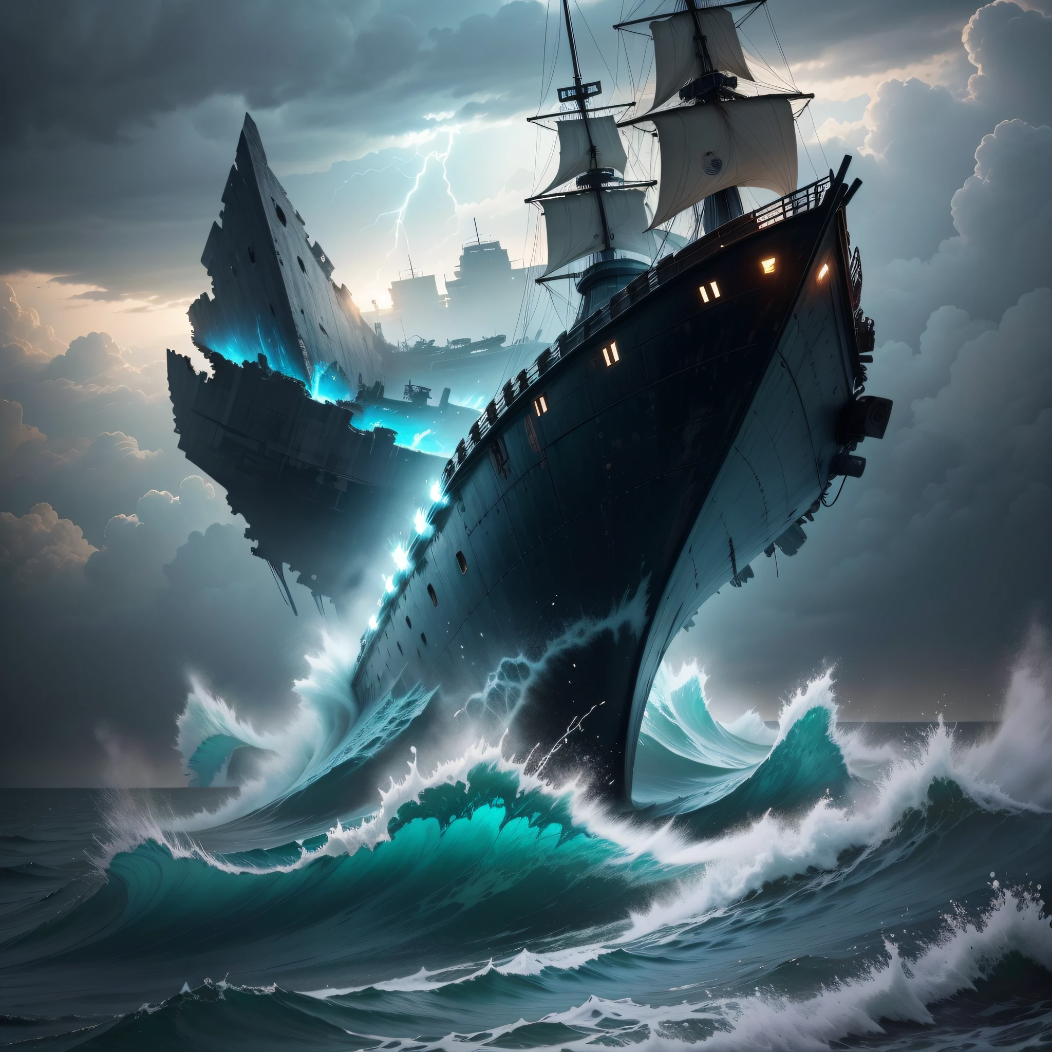 Bermuda Triangle scene,It is a sea area located in the Atlantic Ocean,Mysterious and frightening,The sea is covered with a thick layer of fog,This makes visibility very low。This misty-shrouded sea gives people a mysterious and terrifying feeling,As if hiding endless secrets。
In this fog,You will see the wreckage of some ships and aircraft,They are scattered on the surface of the sea,It gives a feeling of desolation and desolation。These wrecks are full of traces of time,Eroded by seawater to the point that it is almost unrecognizable。
sudden,Huge waves appeared on the sea,They tumble like behemoths,Devour everything in。There seems to be no pattern in these Great Waves,Suddenly appears and suddenly disappears,Gives an unpredictable sense of fear。
Electric light flashed in the sky,Thunder rumbles。A sudden storm swept in,Churn the sea。The sound of lightning and thunder in the storm is extremely frightening and uneasy。